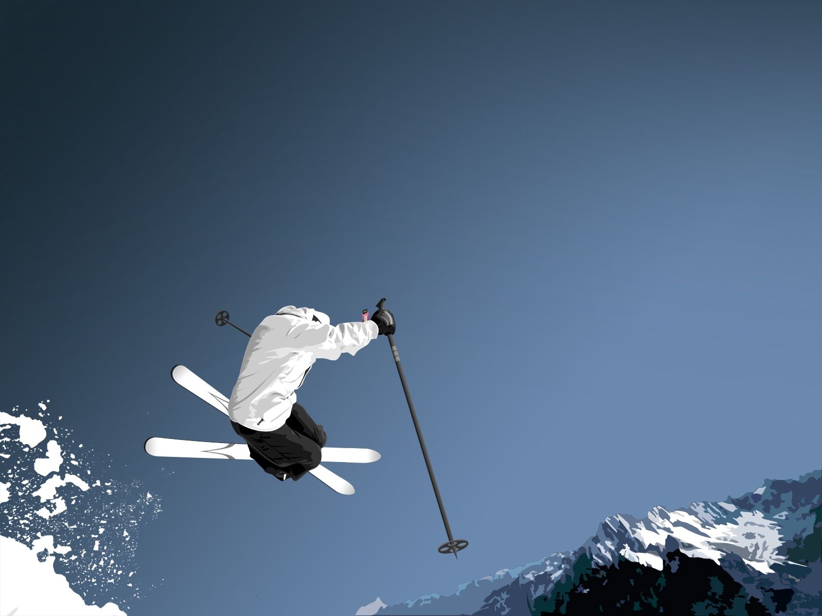 Sciatore acrobatico salto montagna, 1600x1200 HD, Desktop