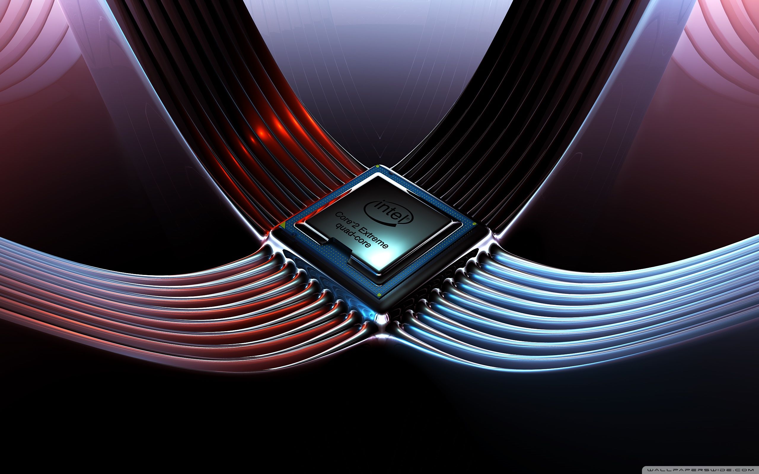 Chip processore astratto rosso blu, 2560x1600 2K+, Monitor Gaming
