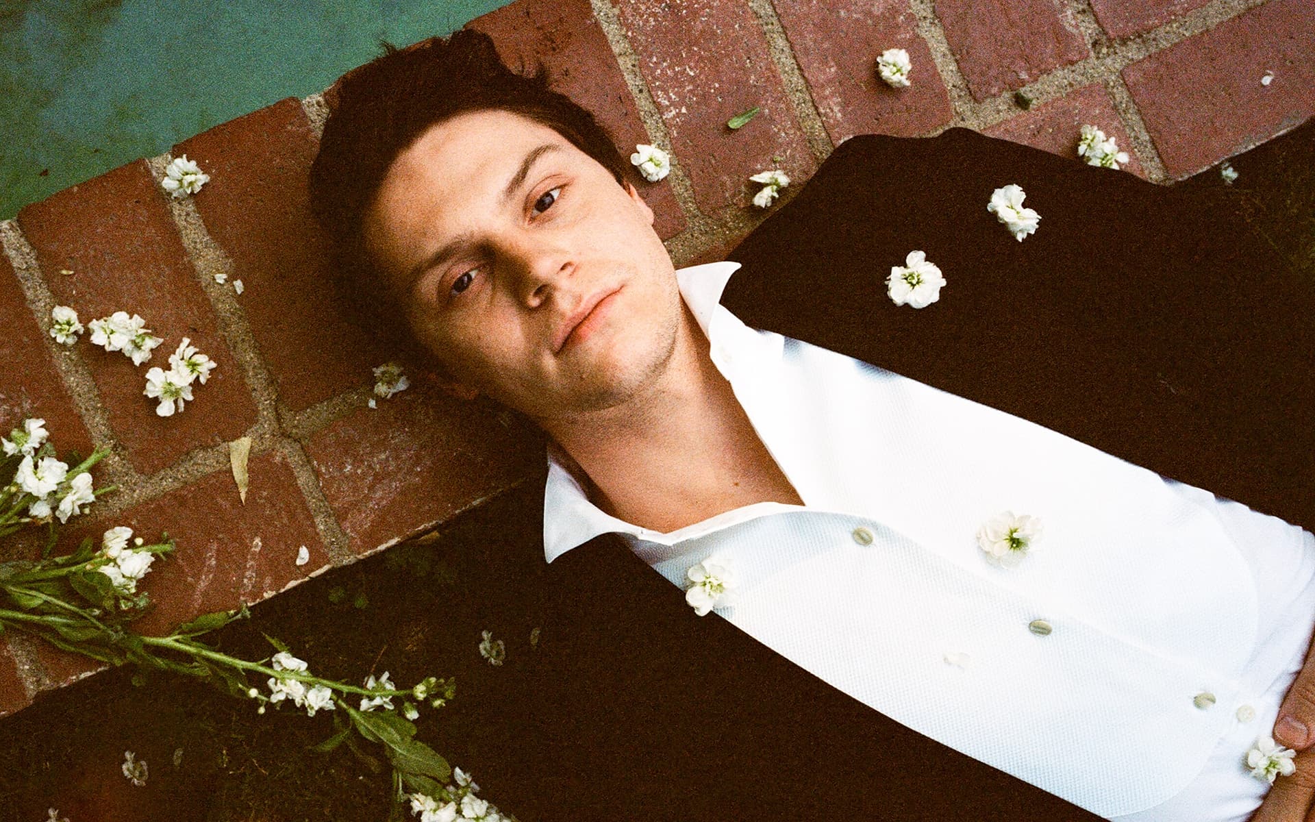 Evan Peters sdraiato con fiori, 1920x1200 WUXGA, Laptop