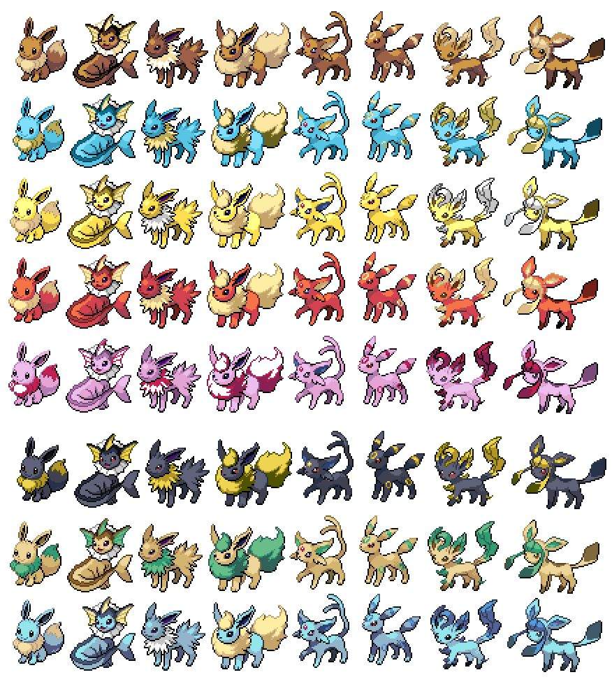 Evoluzioni di Eevee chibi Pokémon, 671x1190 Verticale, Telefono