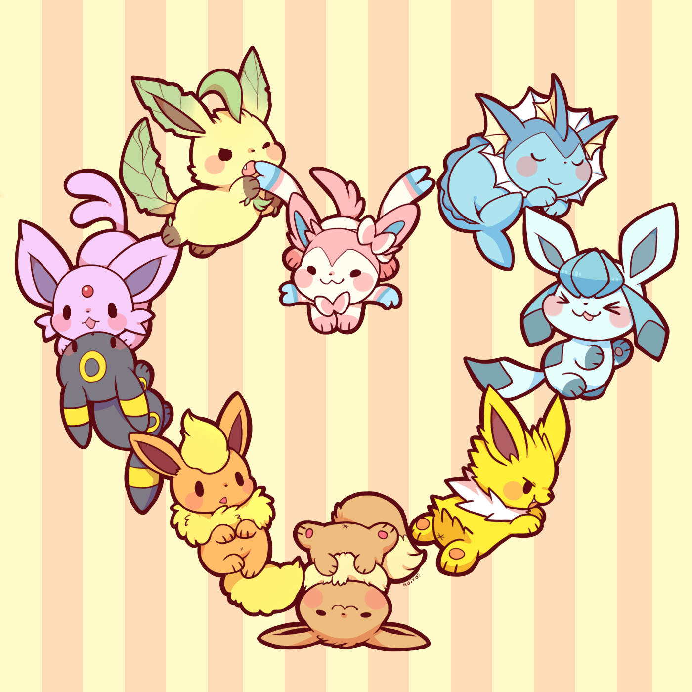 Eevee ed evoluzioni a cuore, 1400x1400 720p, Laptop
