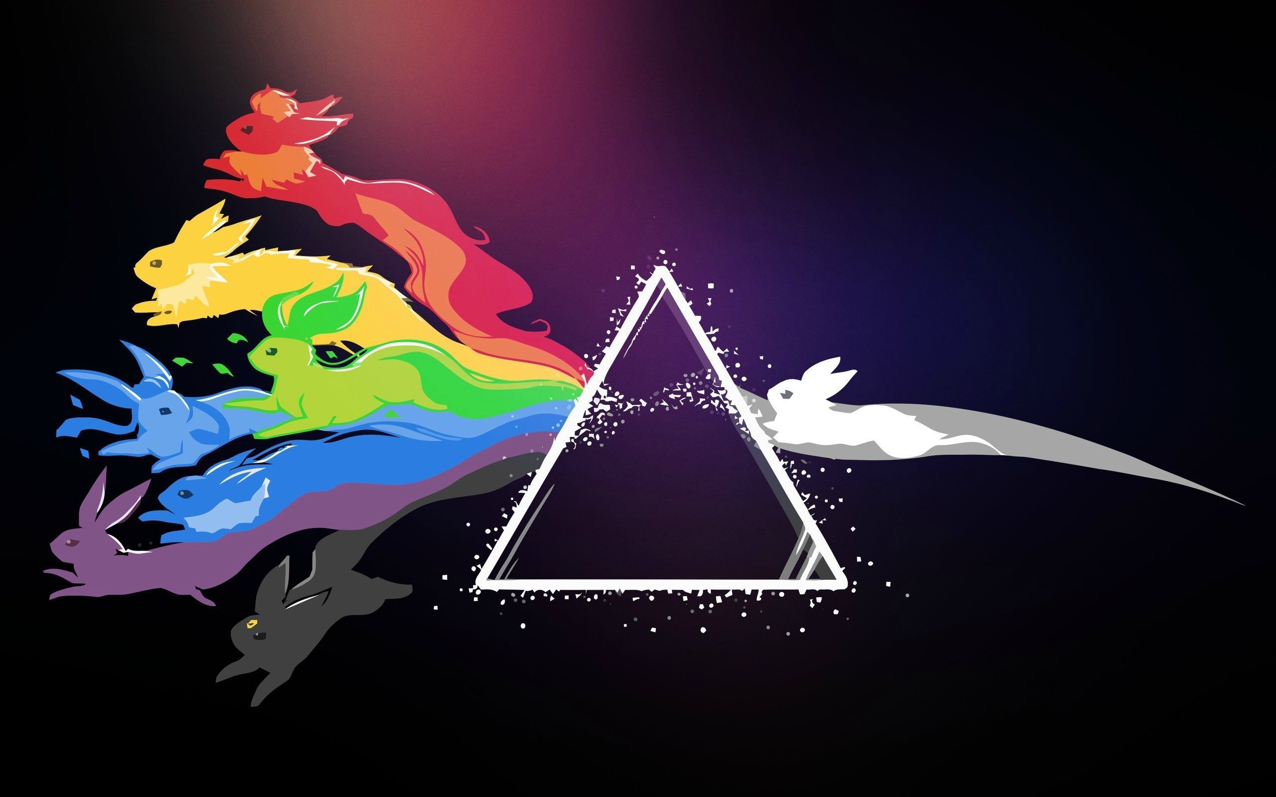 Evoluzioni Eevee arcobaleno triangolo, Pokémon, 2560x1600 2K+, Desktop