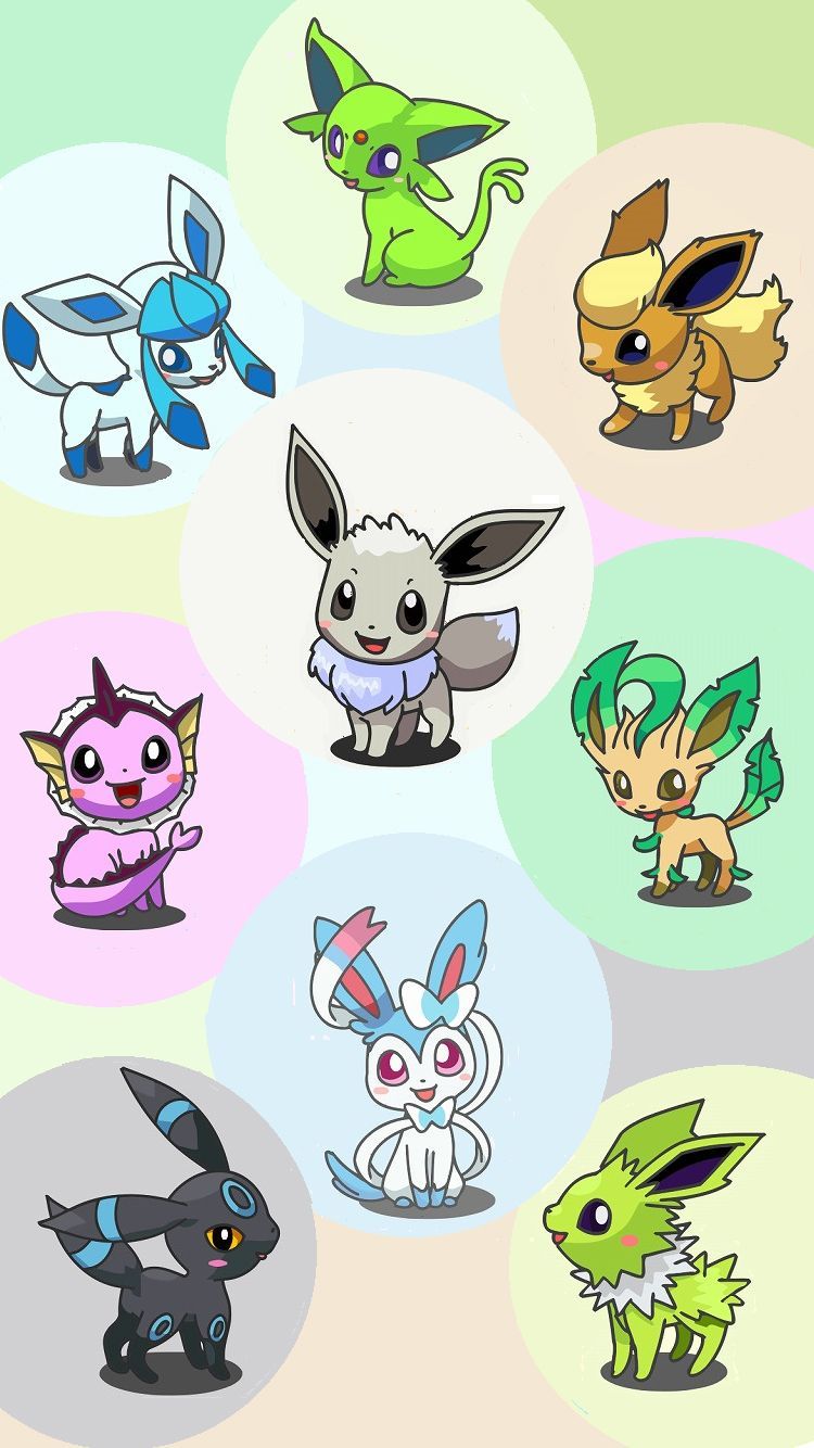 Eevee e sue evoluzioni Pokemon, 750x1334 Full HD Verticale, iPhone