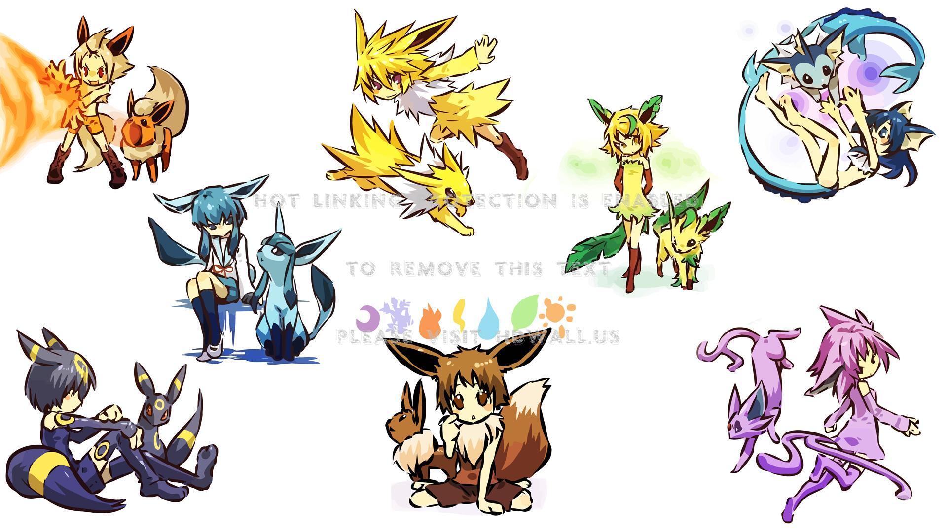 Evoluzioni di Eevee affiancate, 1920x1080 Full HD, Desktop