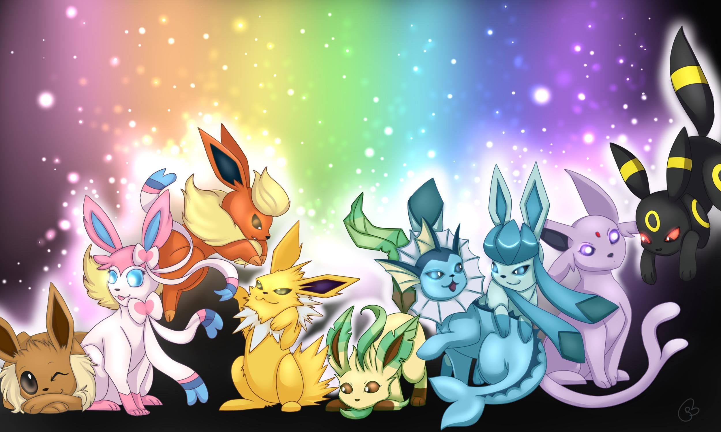 Evoluzioni di Eevee, Pokémon colorati, 2500x1500 Hi-Res, PC