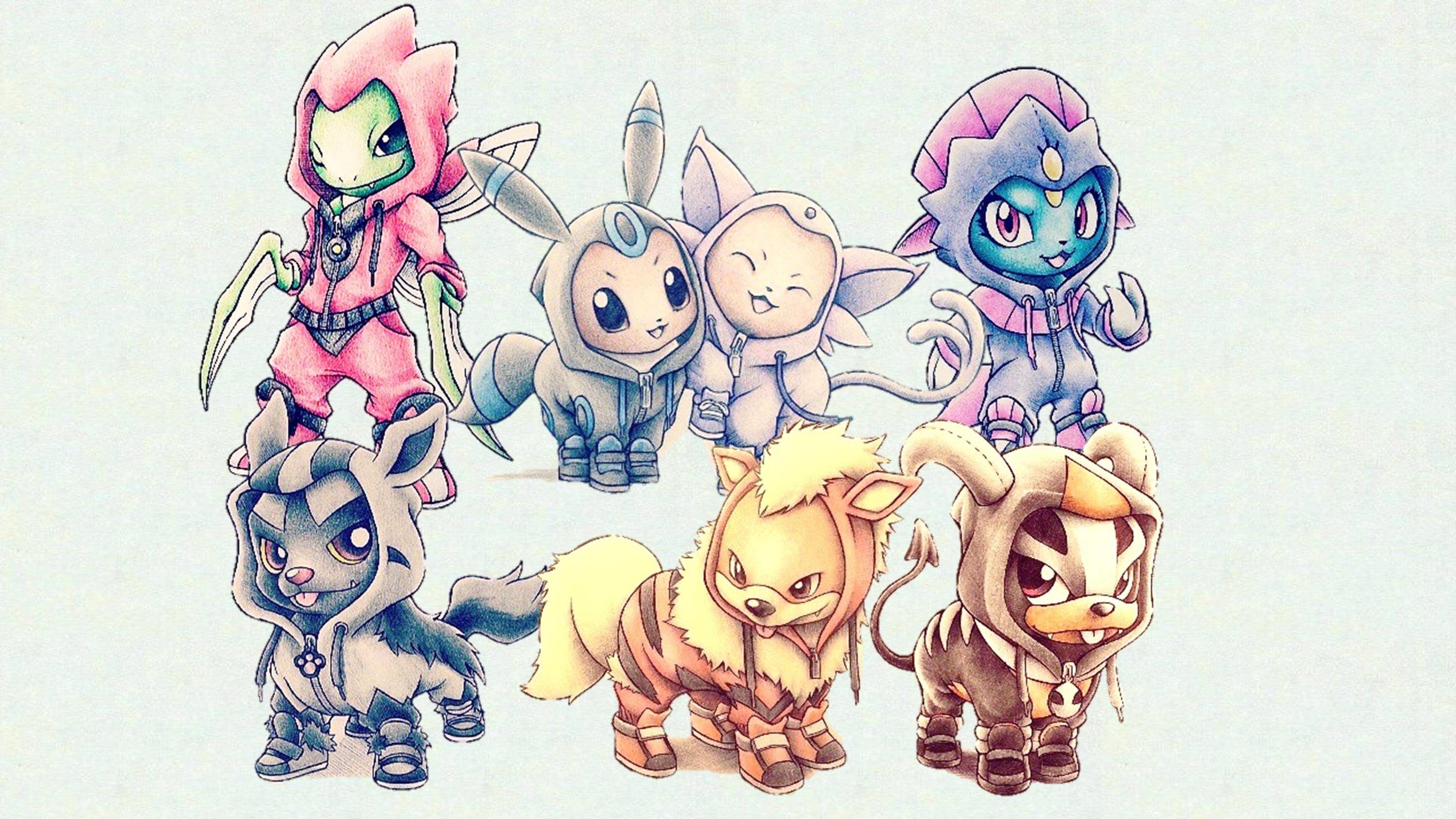 Umbreon ed Espeon disegno colorato, 2048x1152 alta risoluzione, Desktop