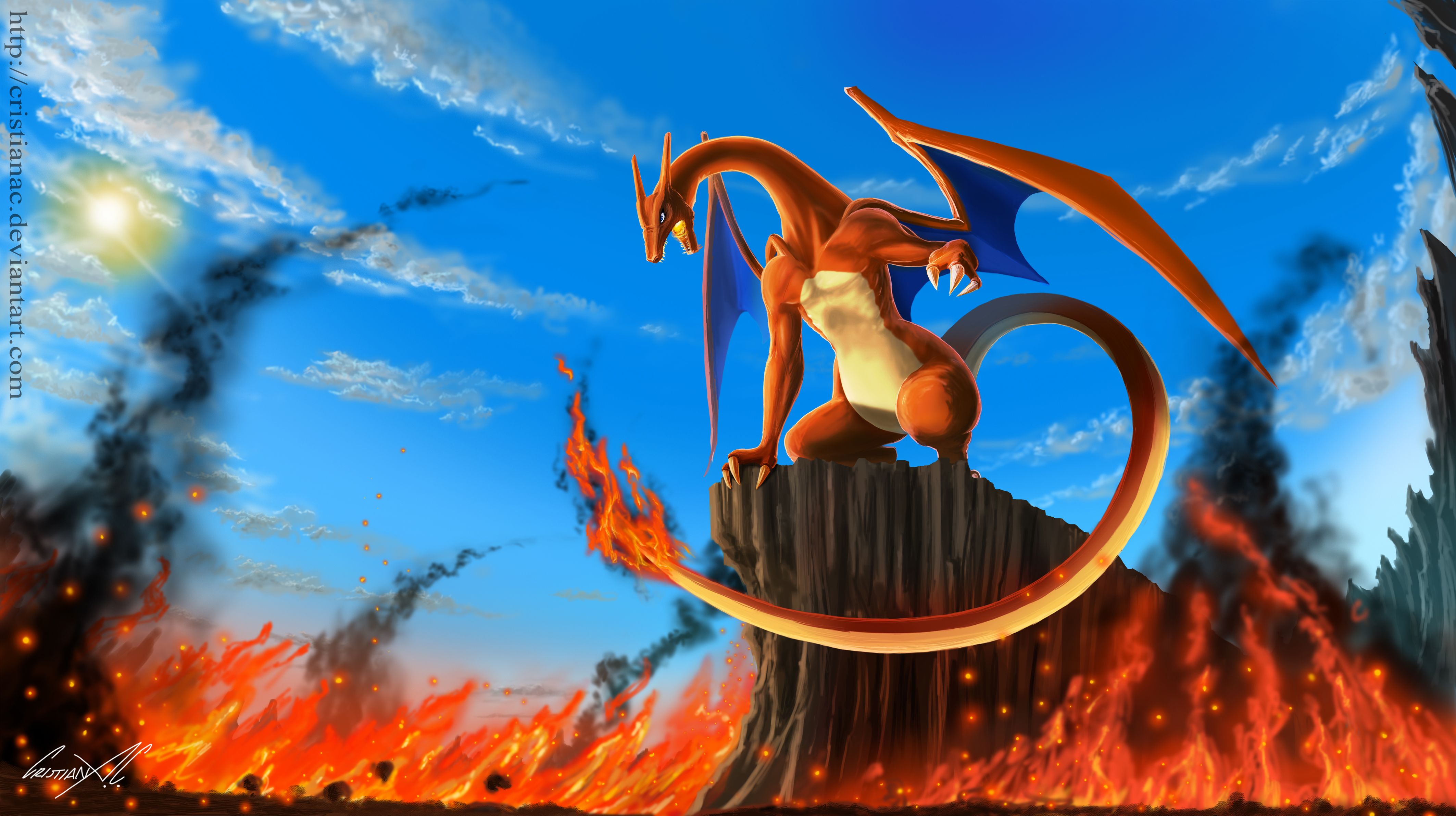 Charizard Mega Evoluzione fiamme, 4252x2385 Ultra HD, 4K TV