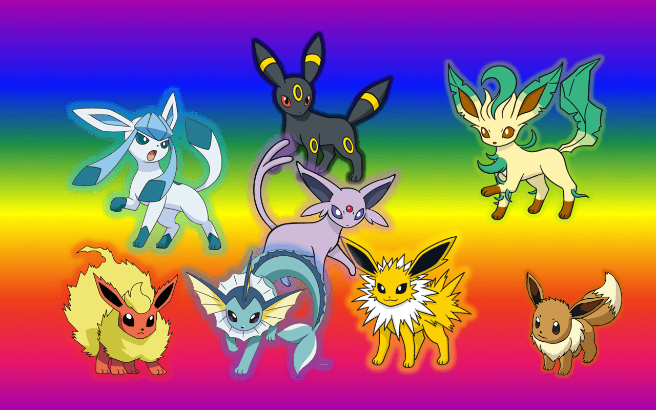 Eevee e evoluzioni Pokémon, 1280x800 HD, Desktop