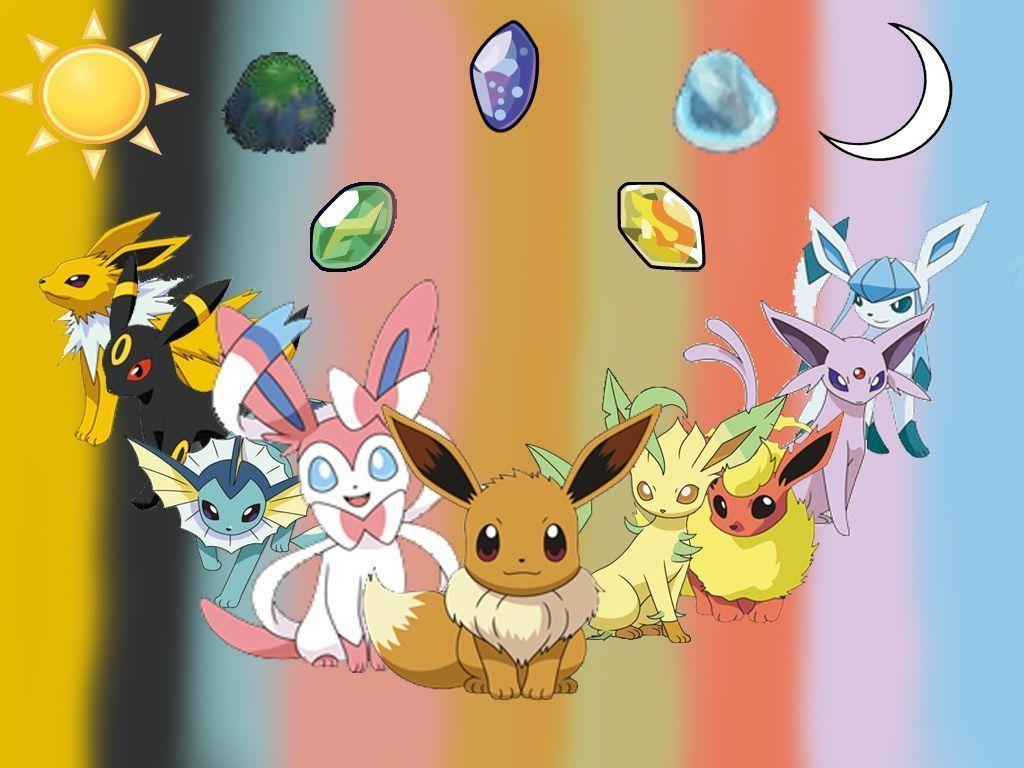 Eevee e le sue evoluzioni, Pokémon, 1024x768 HD, PC