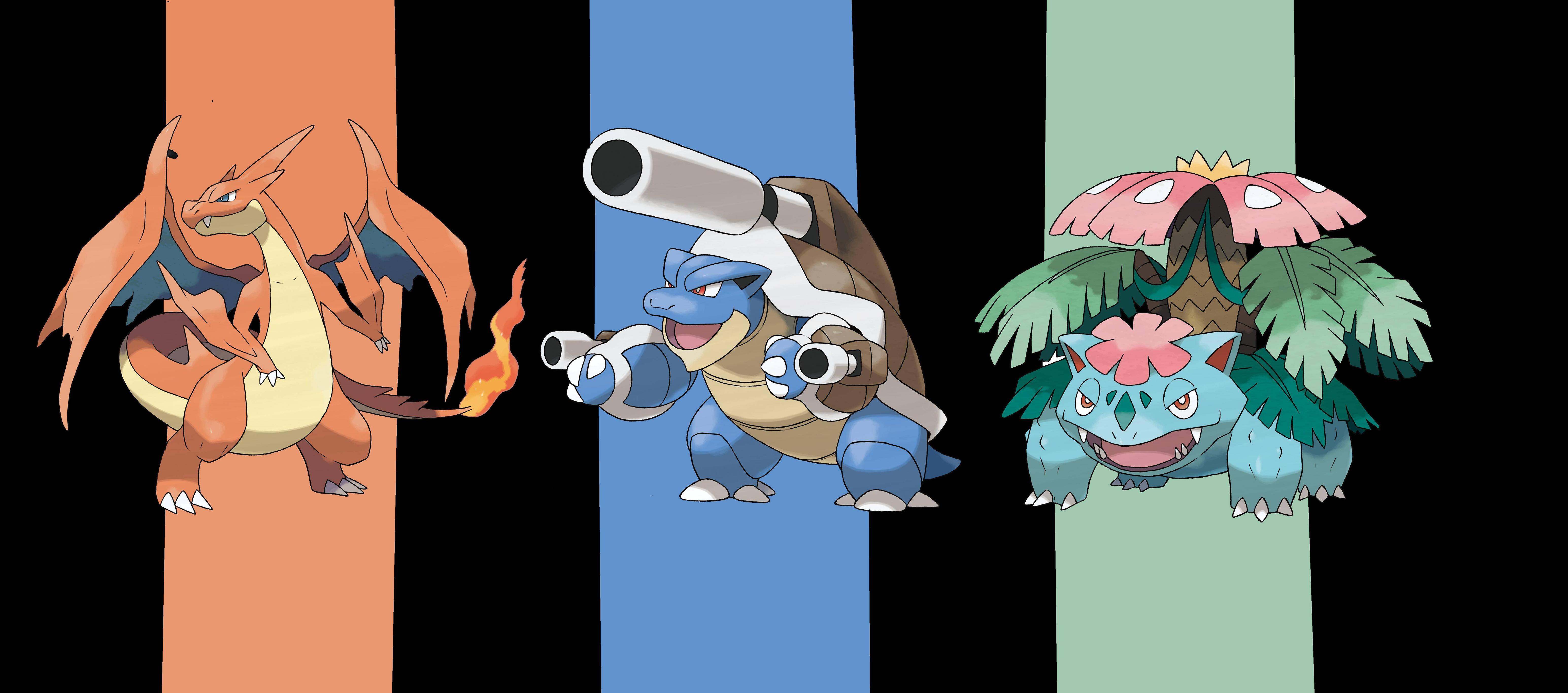 Mega Charizard Blastoise Venusaur, 6179x2731 Panoramico, Dual Screen