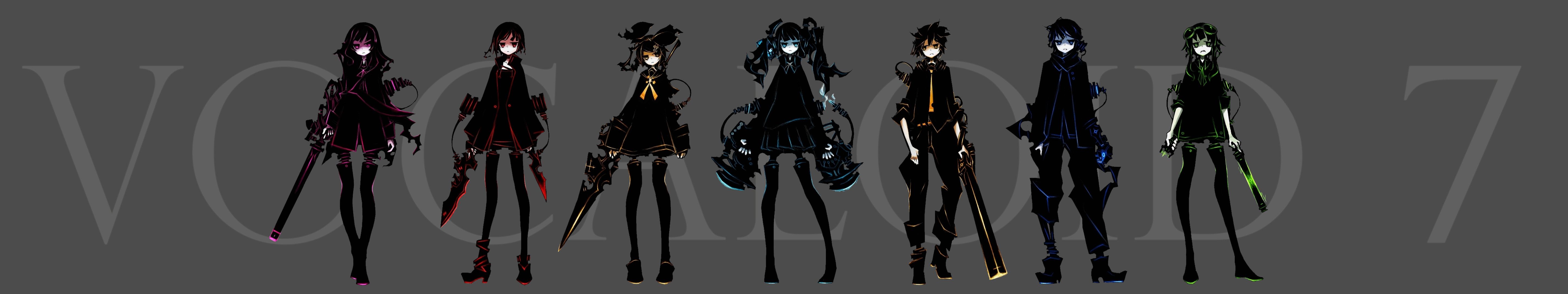 Personaggi anime silhouette scure, 5760x1080 21:9, Ultrawide