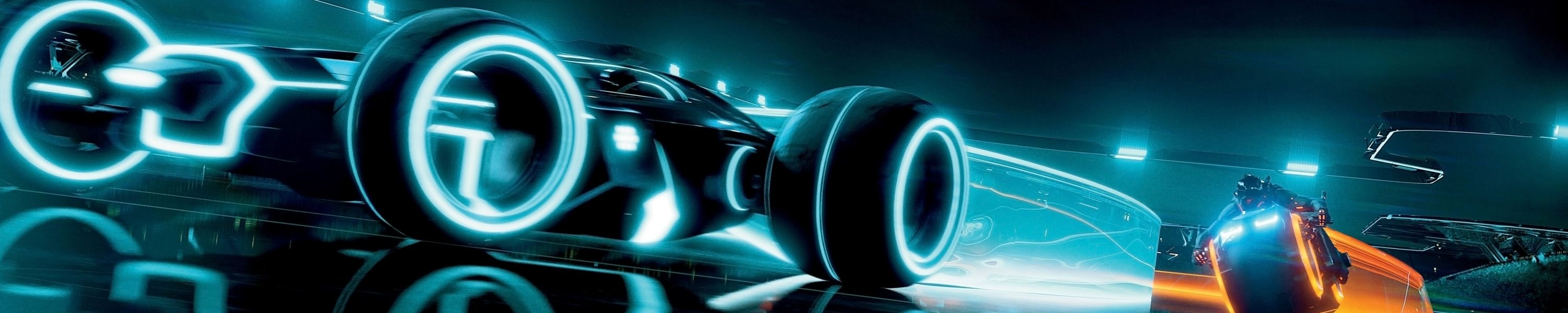 Moto futuristica Tron neon, 2999x600 21:9, Ultrawide