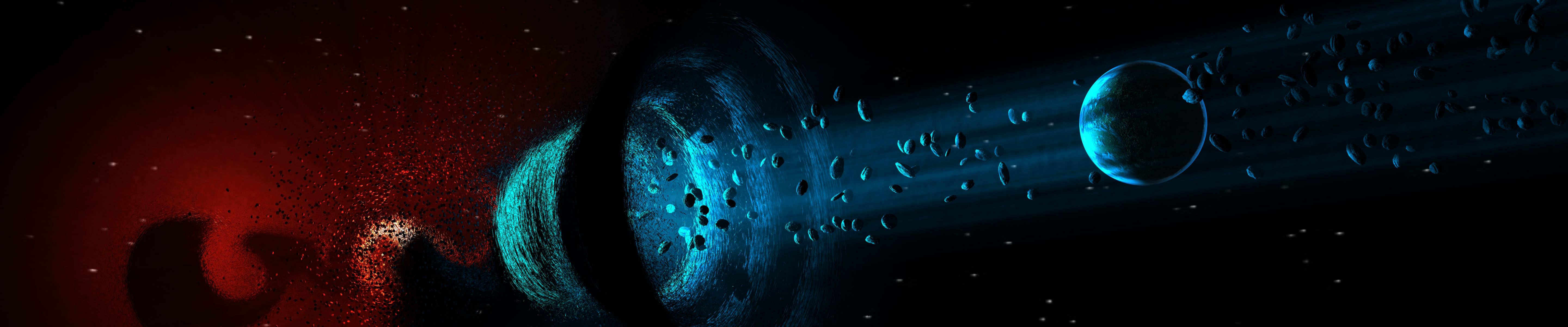 Pianeti spazio nebulosa blu, 5760x1200 21:9, Ultrawide