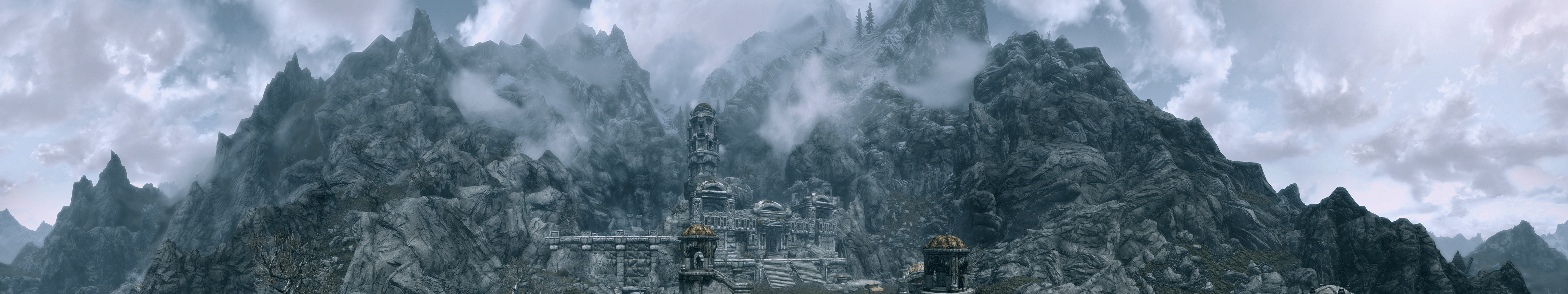 Montagne innevate Skyrim, The Elder Scrolls, 5760x1080 Ultrawide, Dual Monitor
