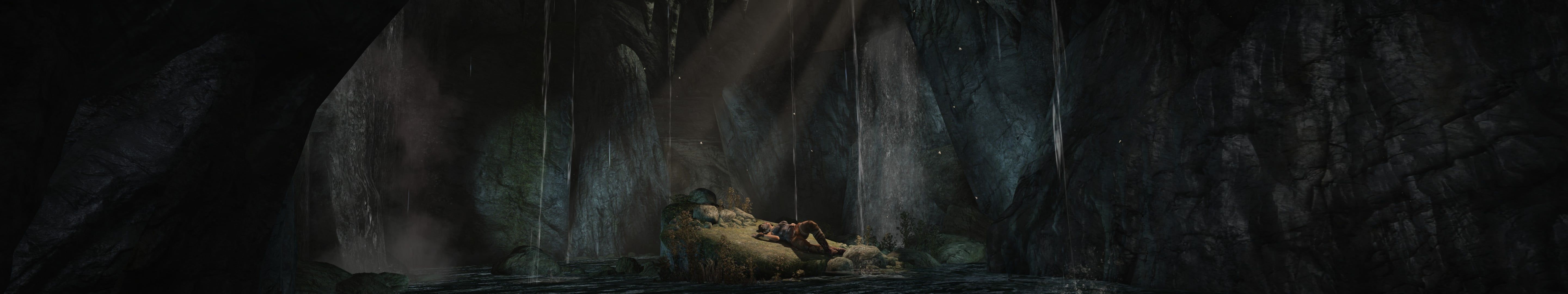 Caverna scura con luce, 5760x1080 Ultrawide, Dual Monitor