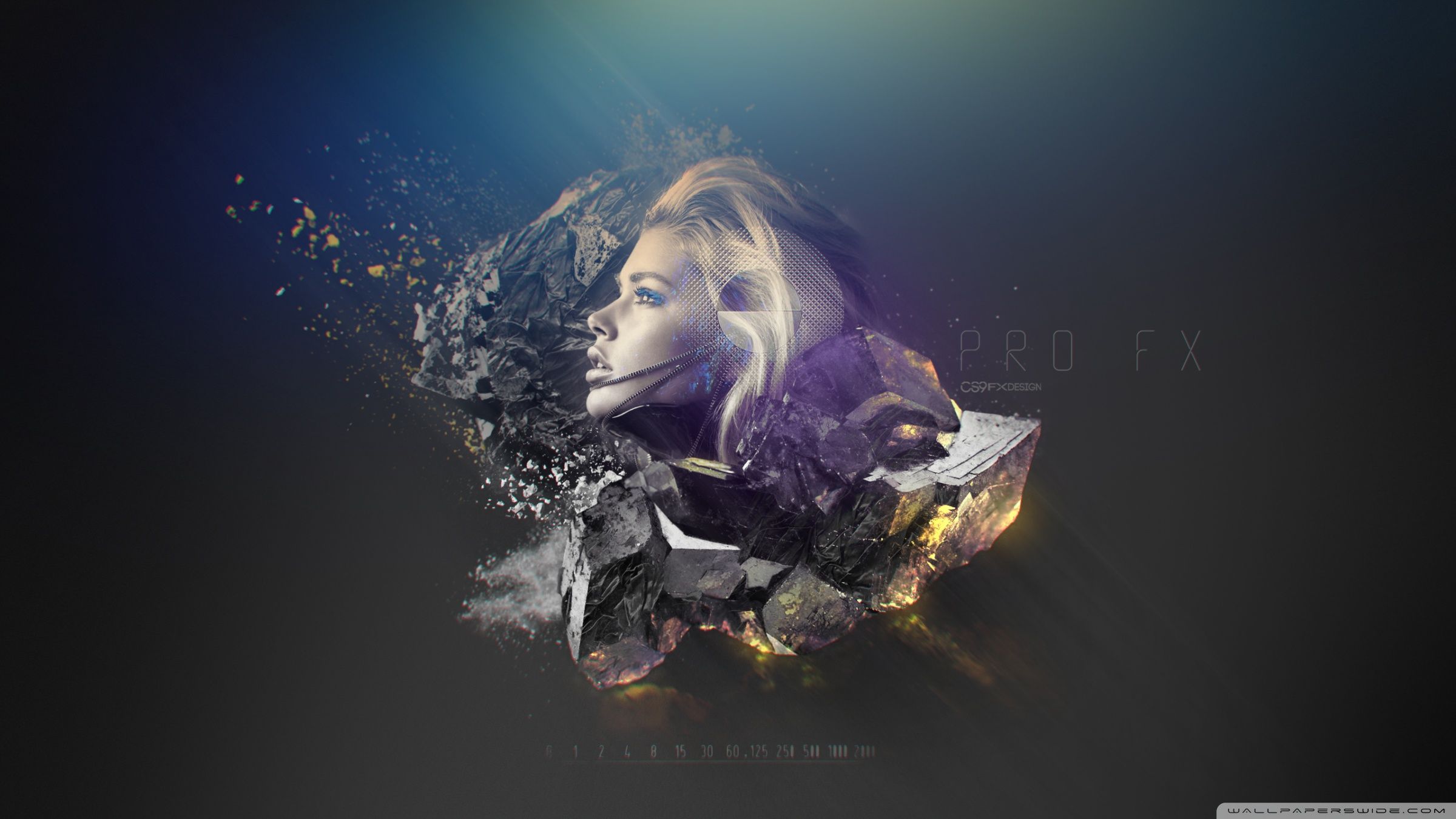Donna astratta con particelle disintegrate, 2400x1350 2K, PC Desktop