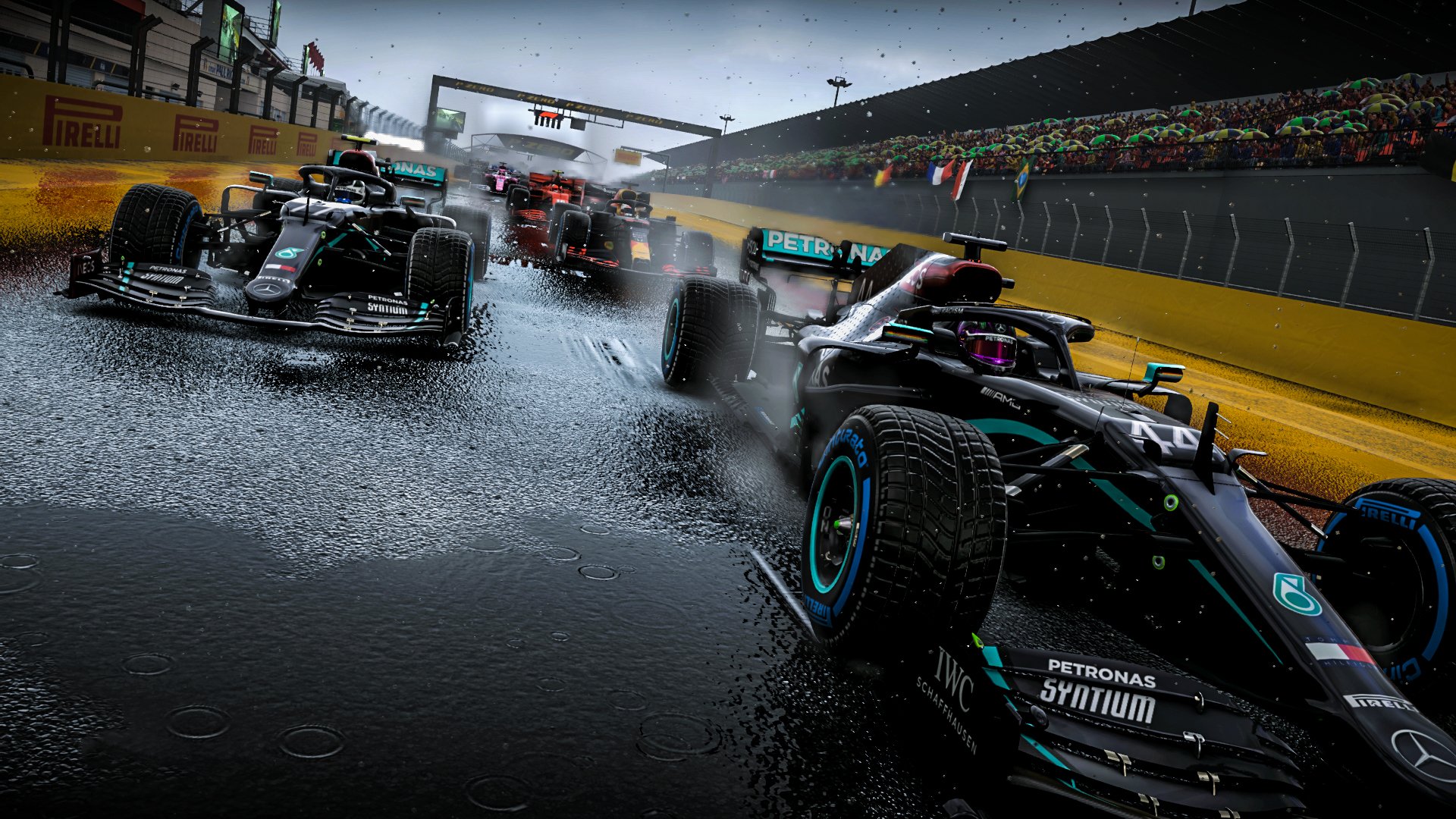 Auto F1 Mercedes pista bagnata, 1920x1080 Full HD, PC Desktop