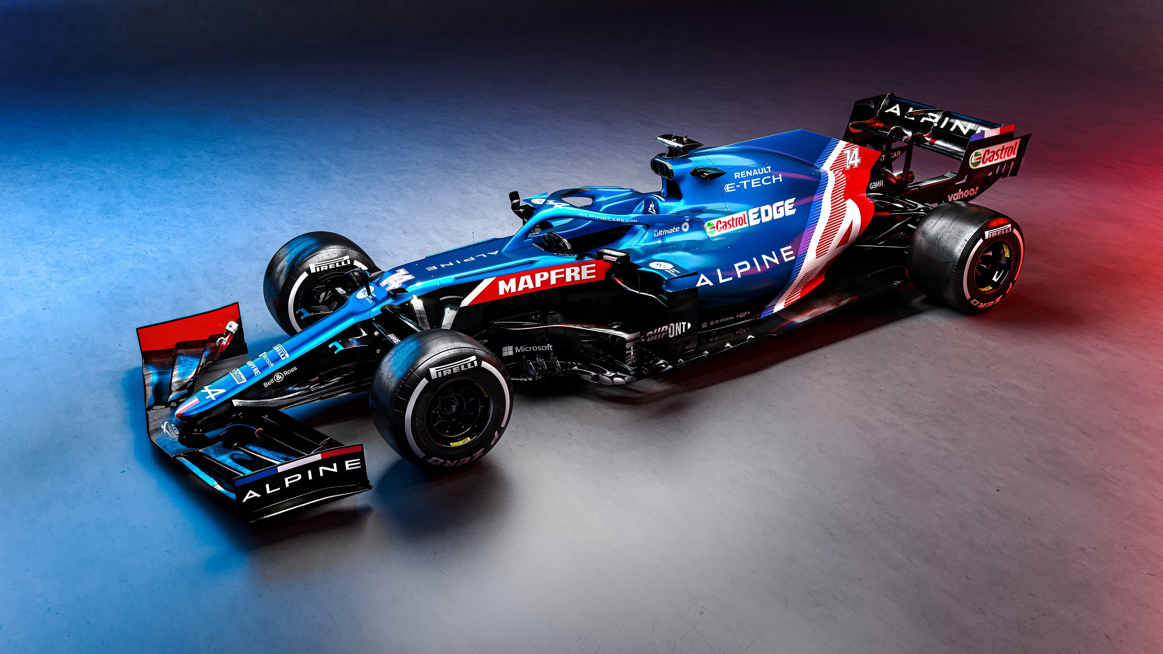 Alpine F1 auto blu, 3840x2160 4K Ultra HD, Monitor 4K