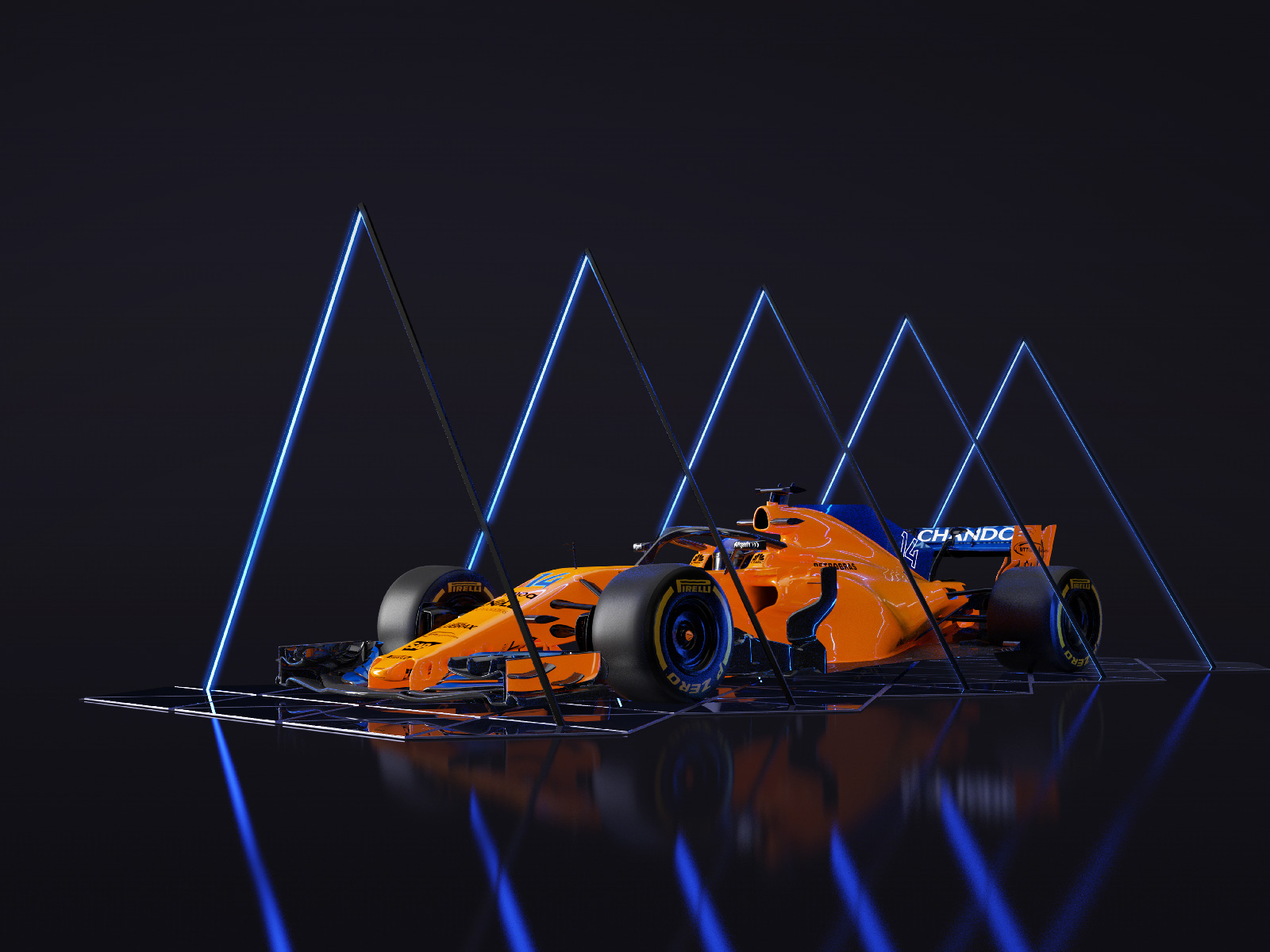 McLaren F1 arancione, luci blu, 1600x1200 HD Ready, Desktop