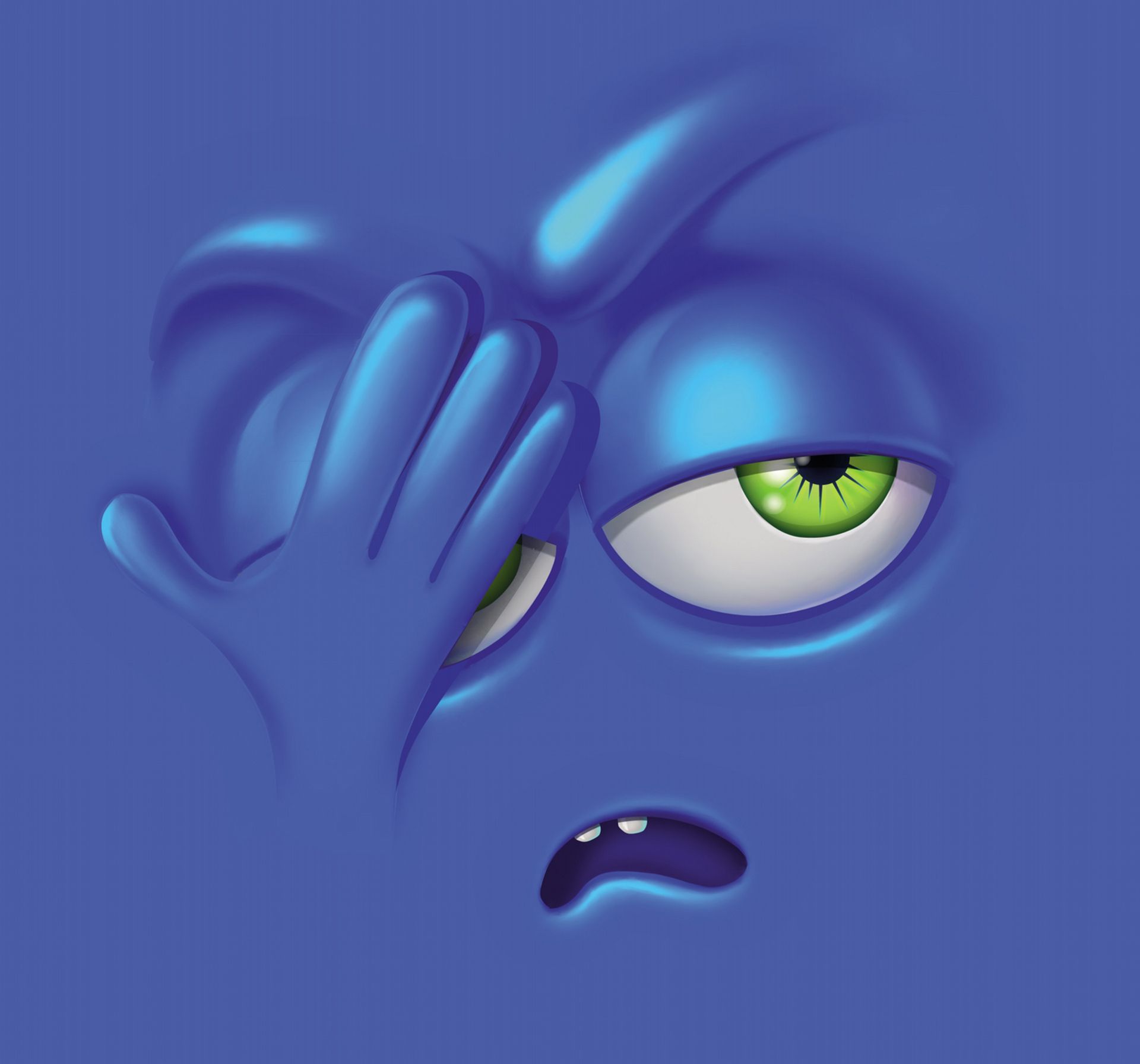 Faccia triste minimalista blu, 2560x1600 2K+, Laptop