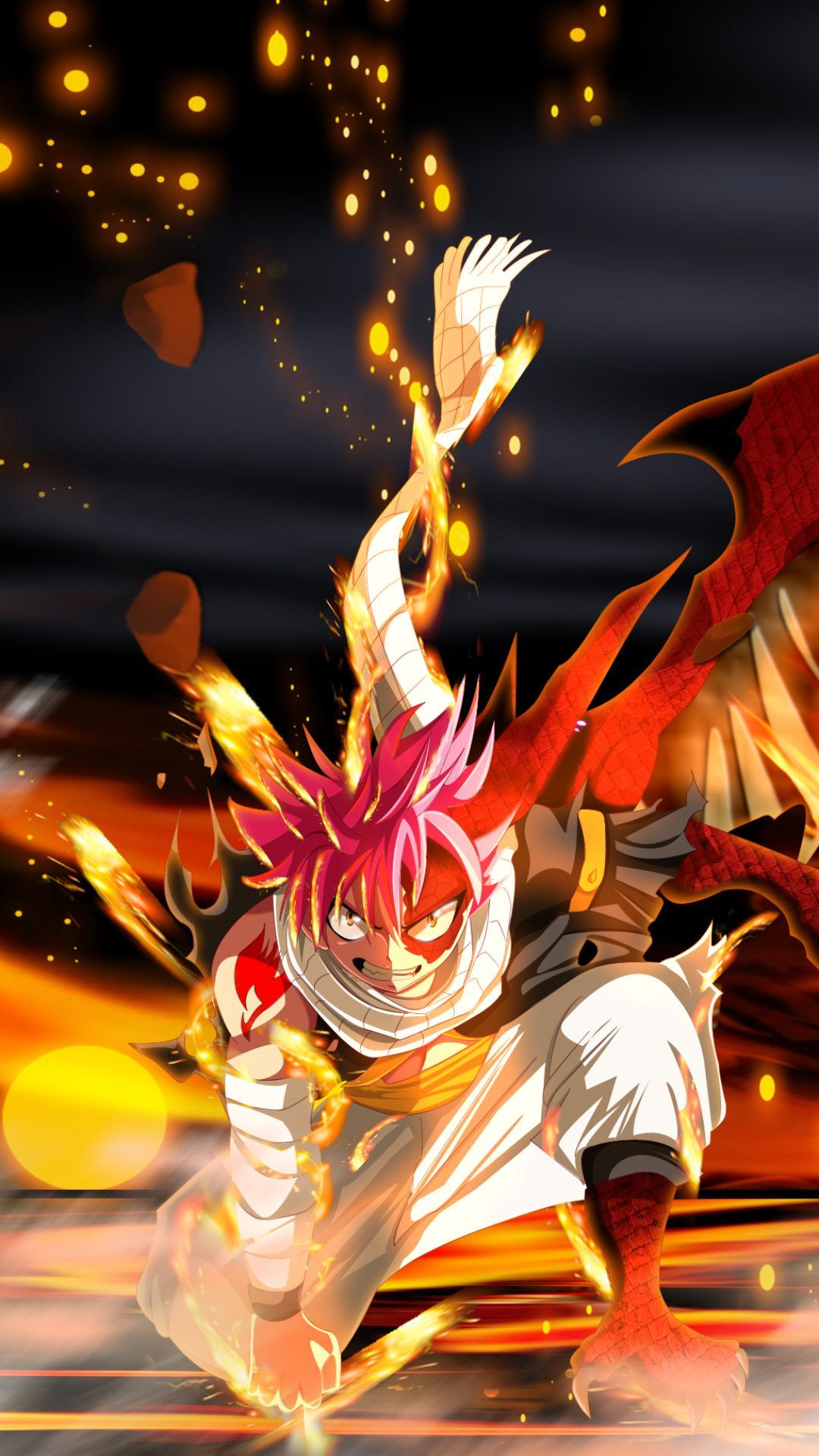 Natsu Dragneel Fairy Tail fiamme, 1080x1920 Full HD Verticale, Smartphone