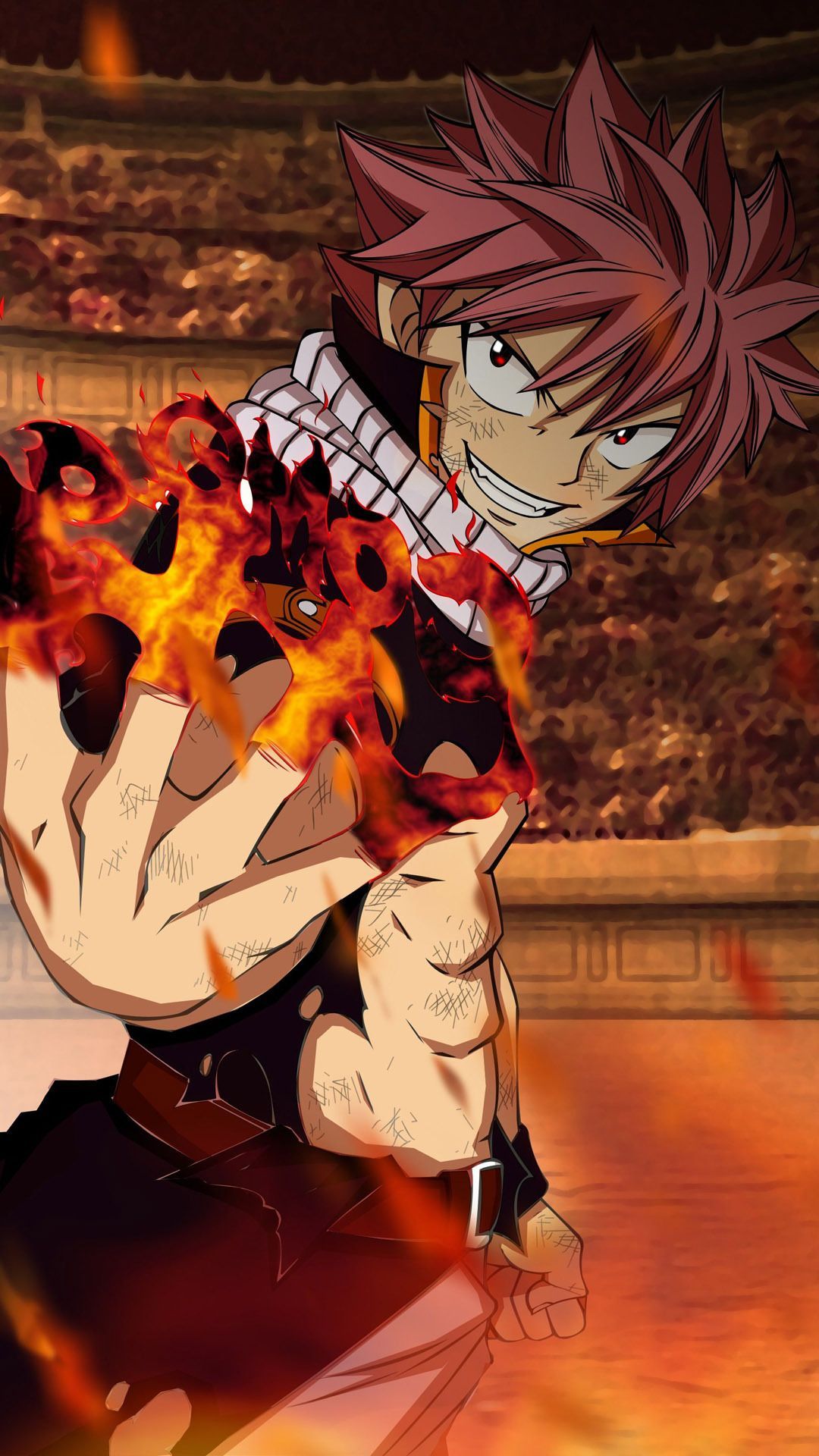 Natsu Dragneel Fairy Tail fiamme, 1080x1920 Verticale, Mobile