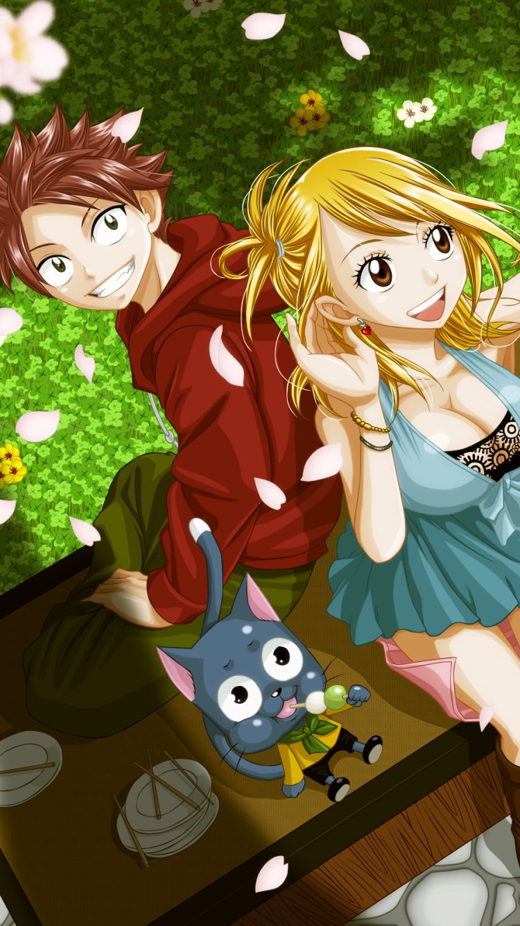 Natsu, Lucy e Happy Fairy Tail, 750x1334 Verticale, Telefono