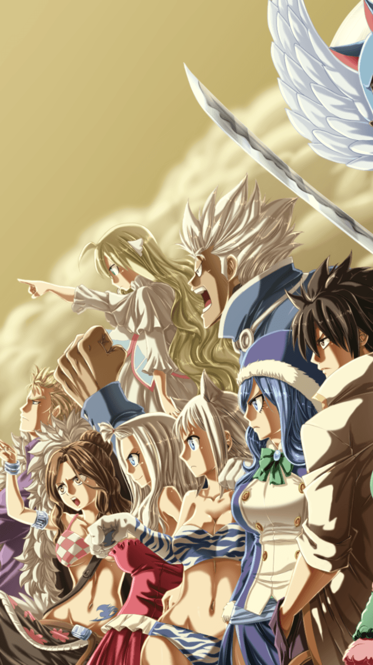 Personaggi Fairy Tail gruppo anime, 750x1334 Verticale, Telefono