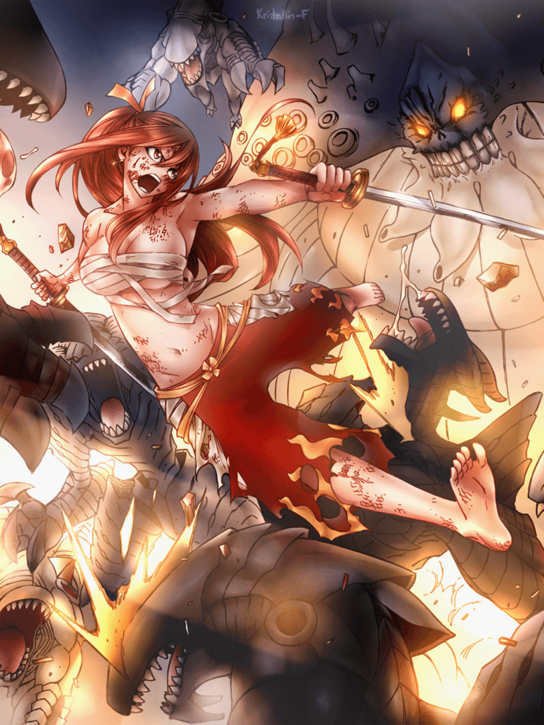 Erza Scarlet, Fairy Tail, spada, 768x1024 Full HD Verticale, iPhone