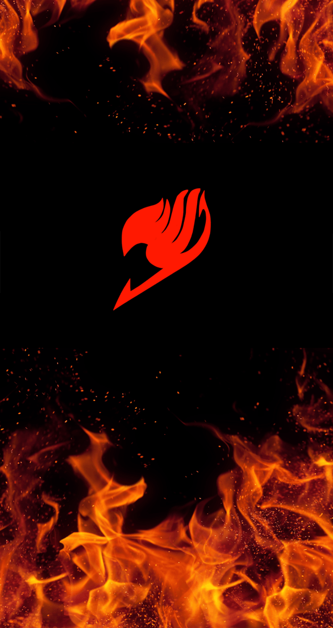 Logo Fairy Tail fiamme rosse, anime, 651x1228 Full HD Verticale, Smartphone