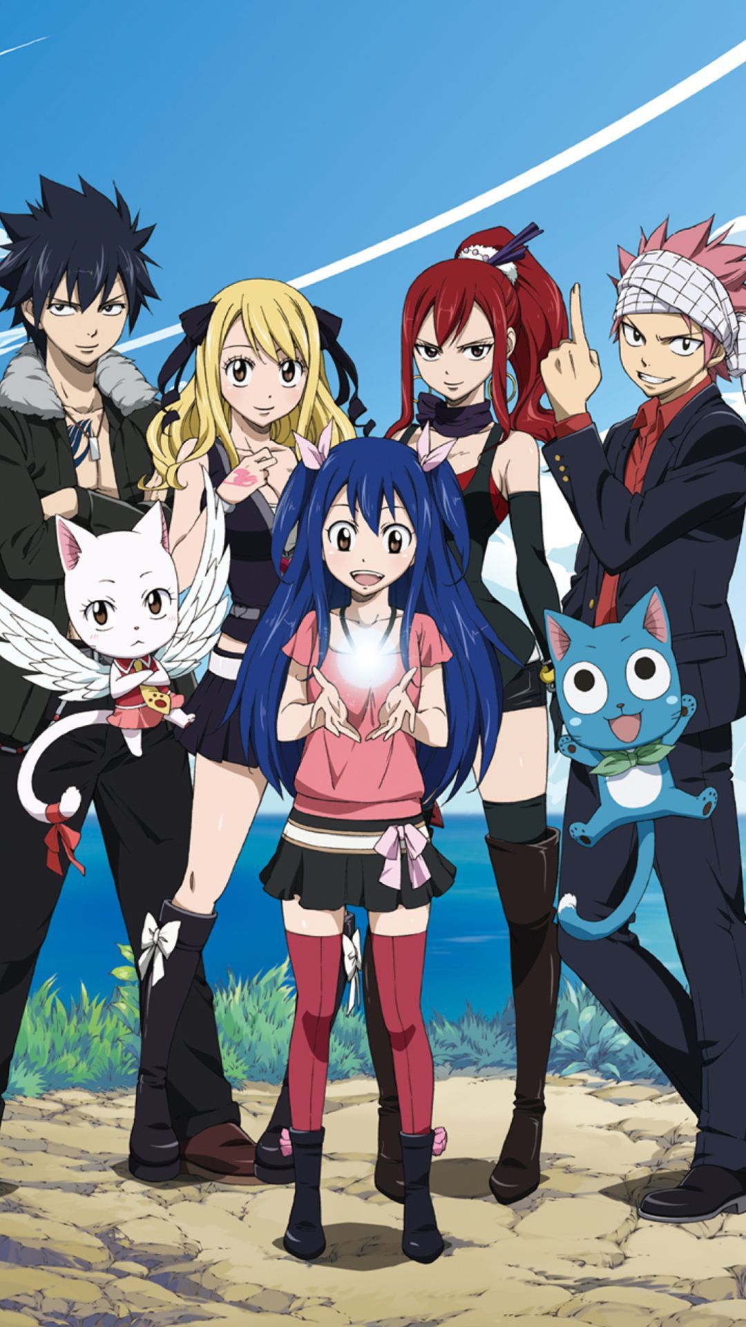 Personaggi Fairy Tail gruppo, 1080x1920 Full HD Verticale, Smartphone