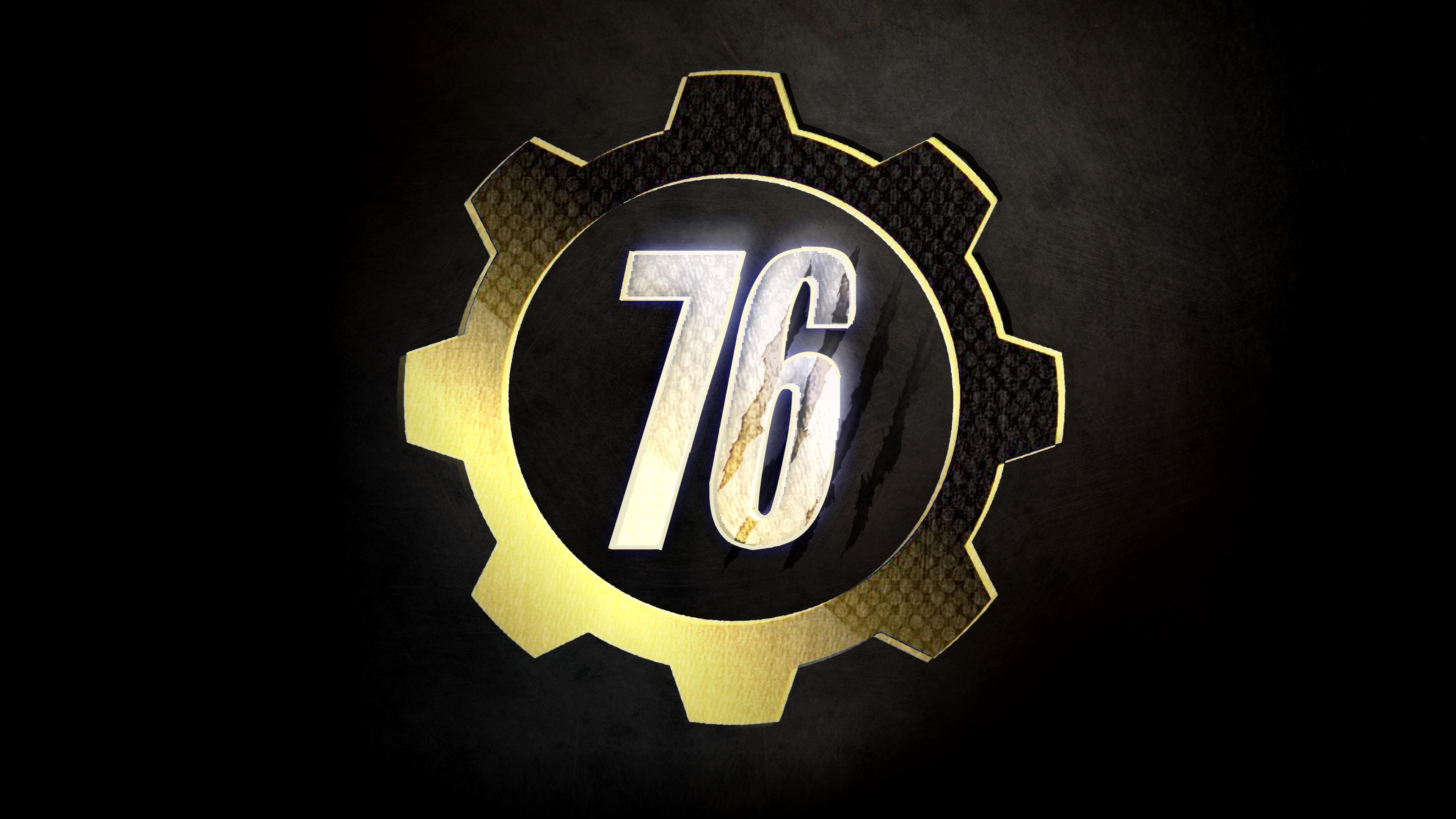 Logo Fallout 76 ingranaggio dorato, 3840x2160 4K Ultra HD, Monitor 4K