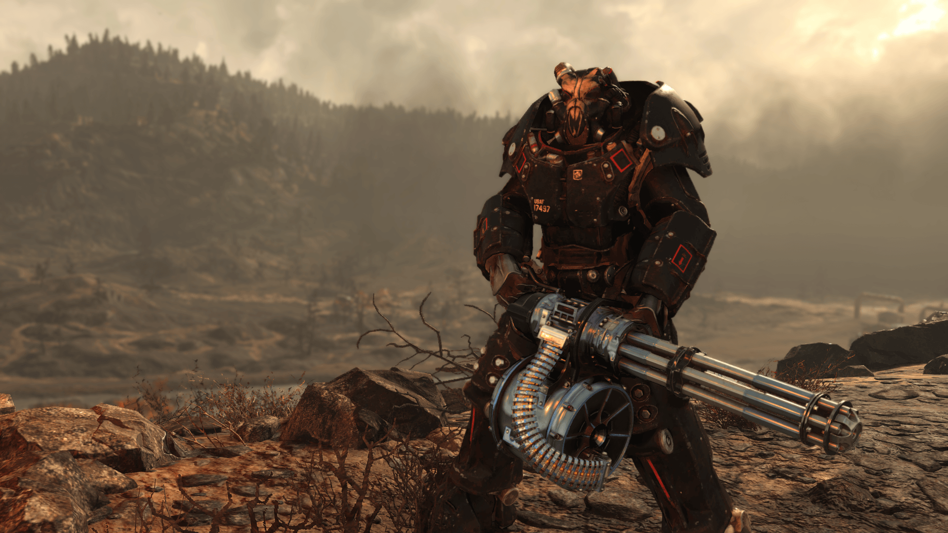 Fallout 76 power armor minigun, 1920x1080 Full HD, PC Desktop