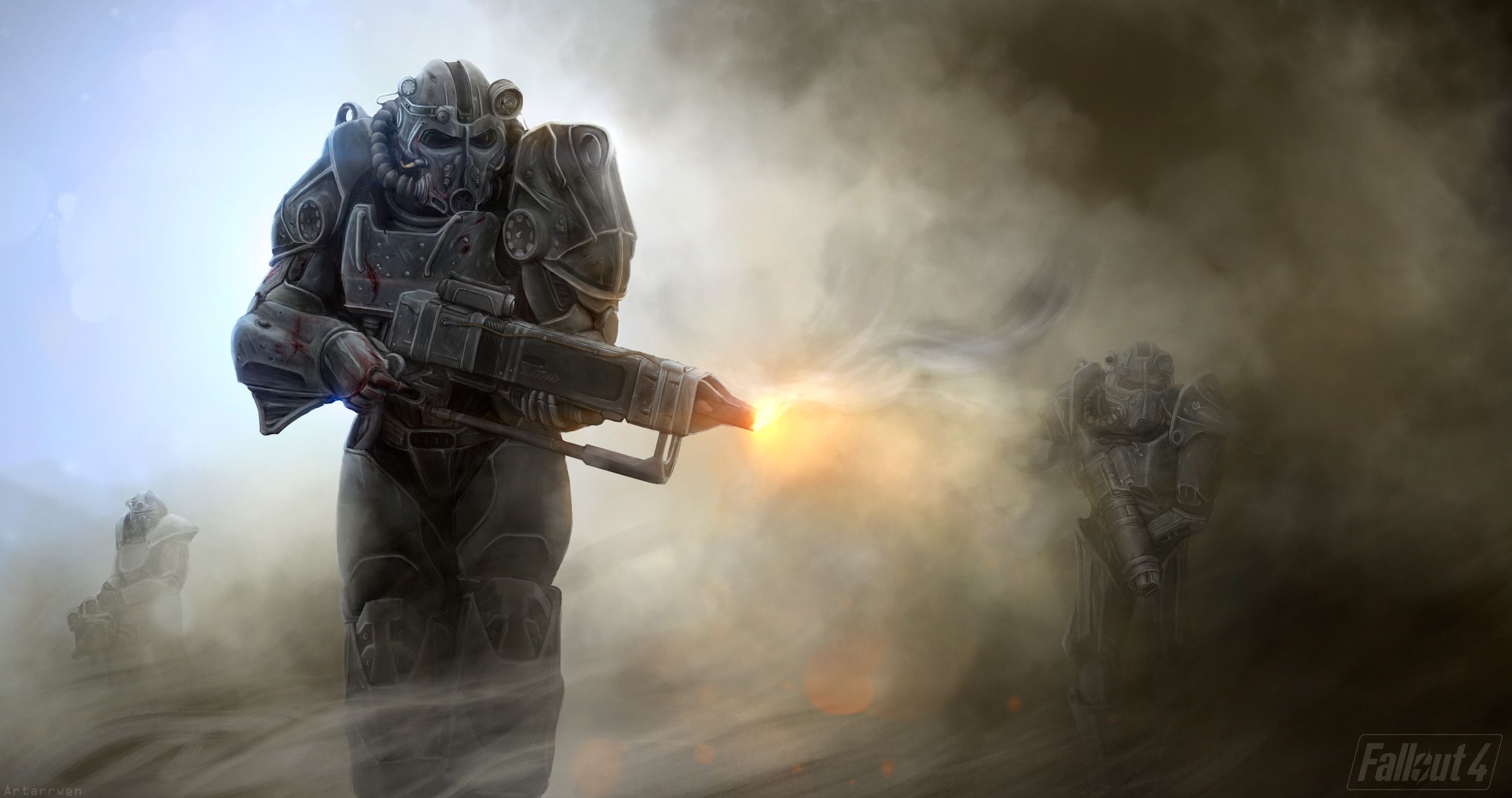 Power Armor Fallout nella nebbia, T-51, 2525x1332 alta risoluzione, PC