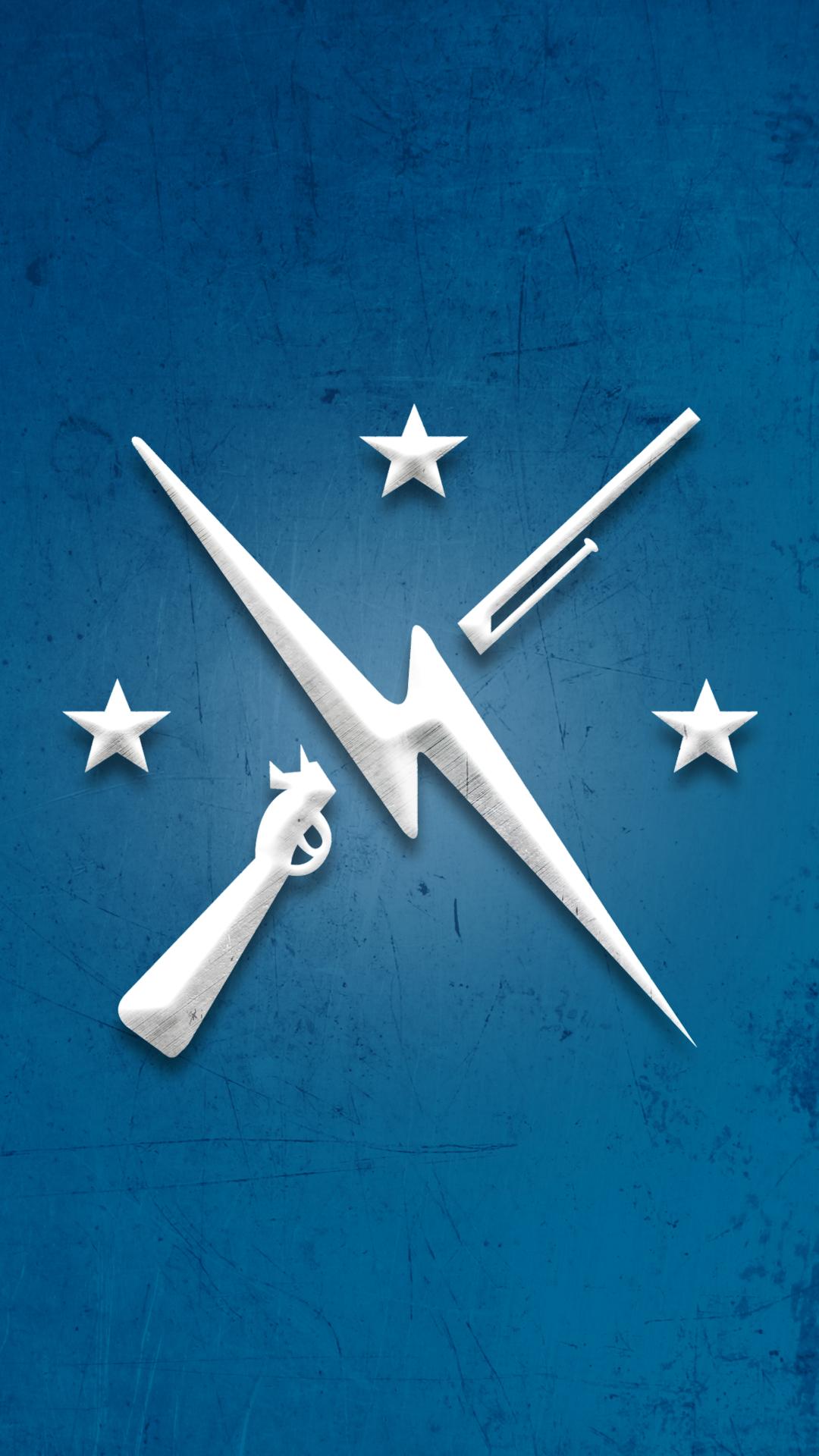 Logo Minuteman Fallout blu, RPG, 1080x1920 Verticale, Telefono