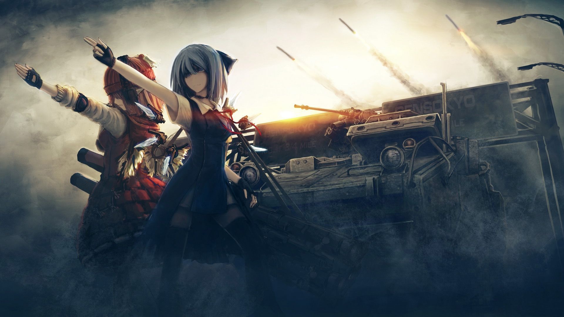 Ragazza anime con arma da guerra, 1920x1080 1080p, Laptop