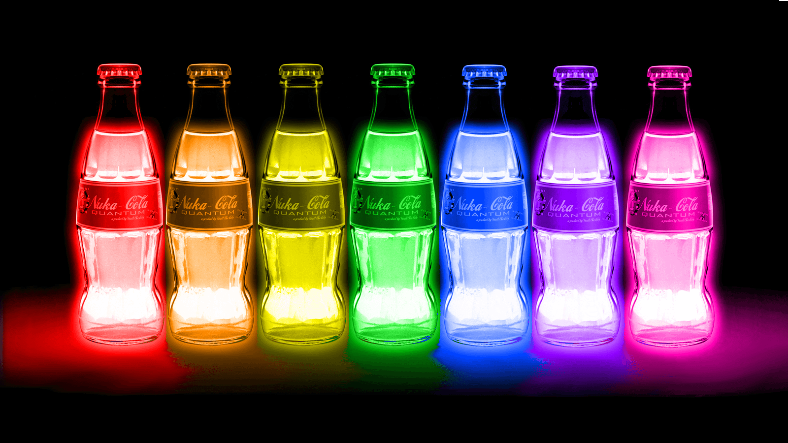 Bottiglie Nuka-Cola arcobaleno luminose, 1600x900 HD, PC