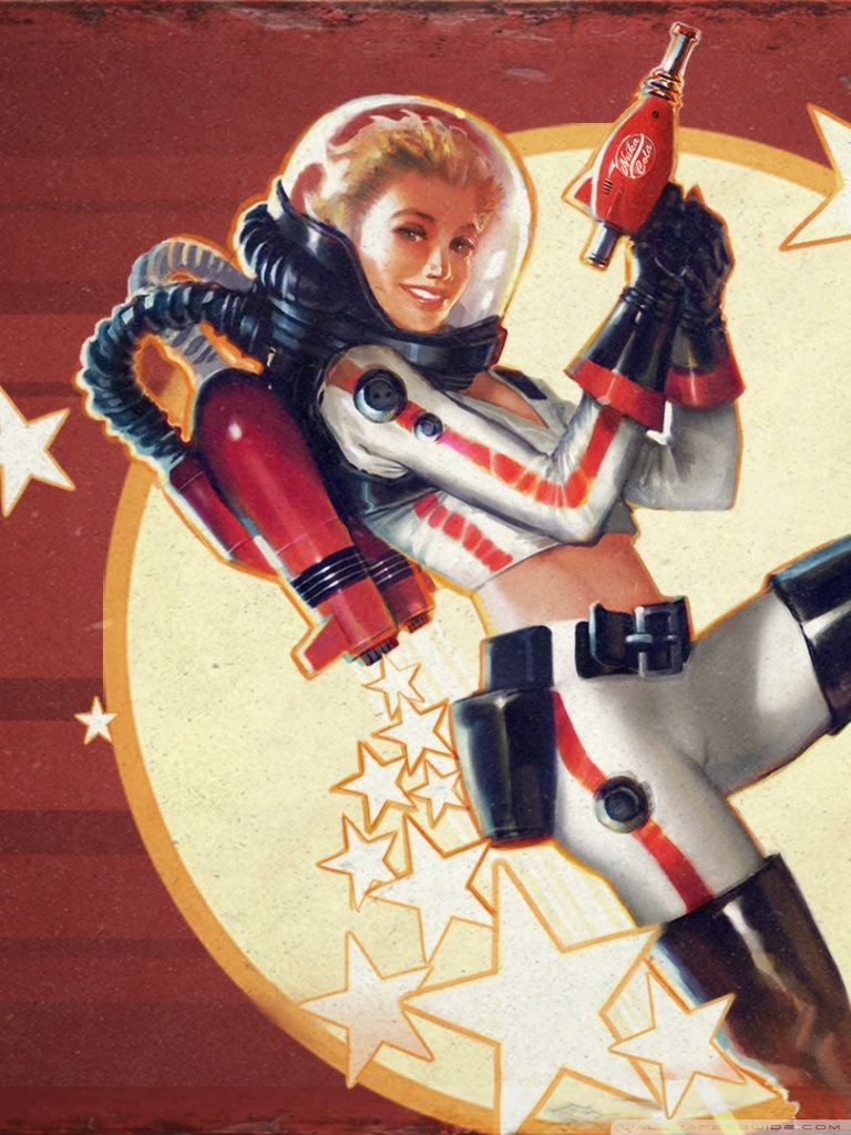 Nuka-Cola pin-up astronauta Fallout, post-apocalittico, 768x1024 Verticale, Mobile