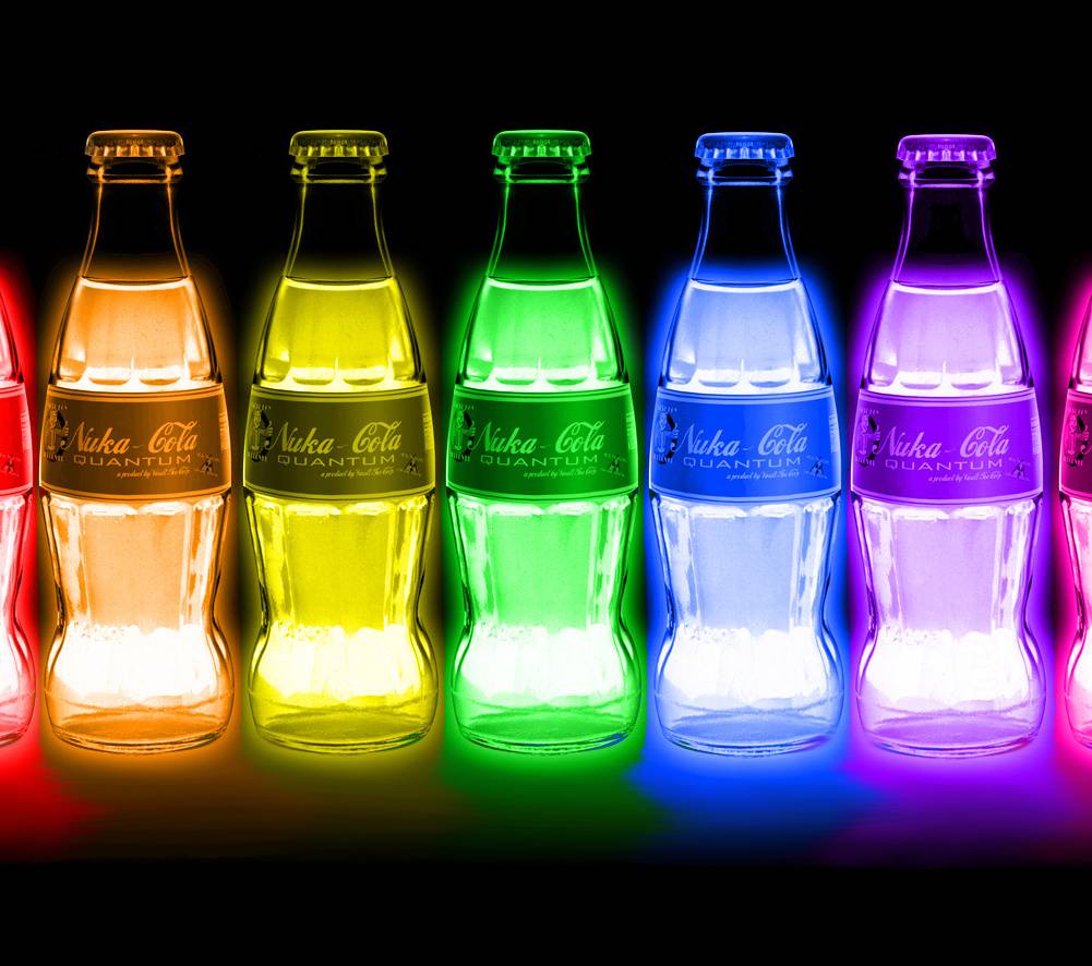Bottiglie Nuka-Cola arcobaleno luminose, 1001x886 HD, Desktop