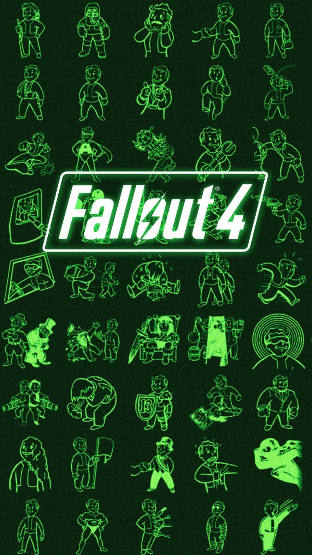 Fallout 4 logo icone verdi, 1080x1920 Verticale, Samsung Galaxy