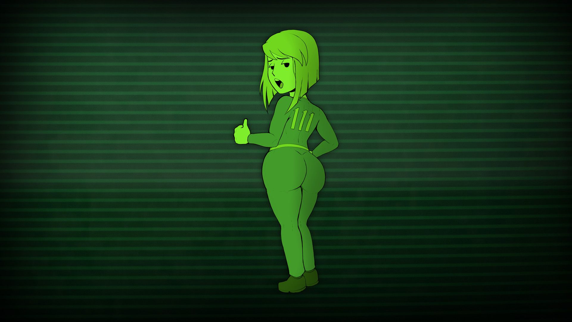 Vault girl Fallout verde, 1920x1080 1080p, Desktop