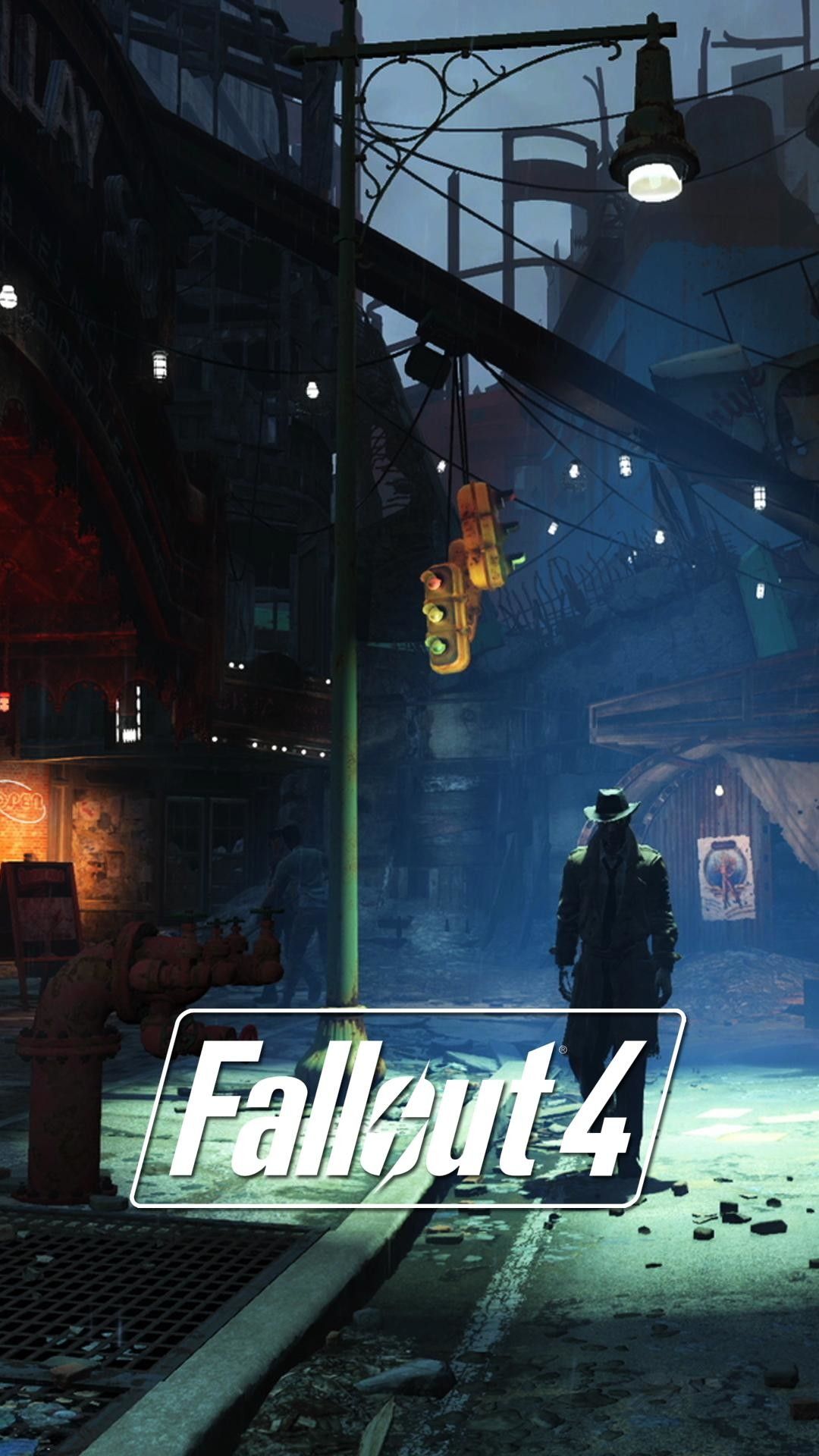 Fallout 4 vicolo cittadino notte, 1080x1920 Full HD Verticale, Samsung Galaxy