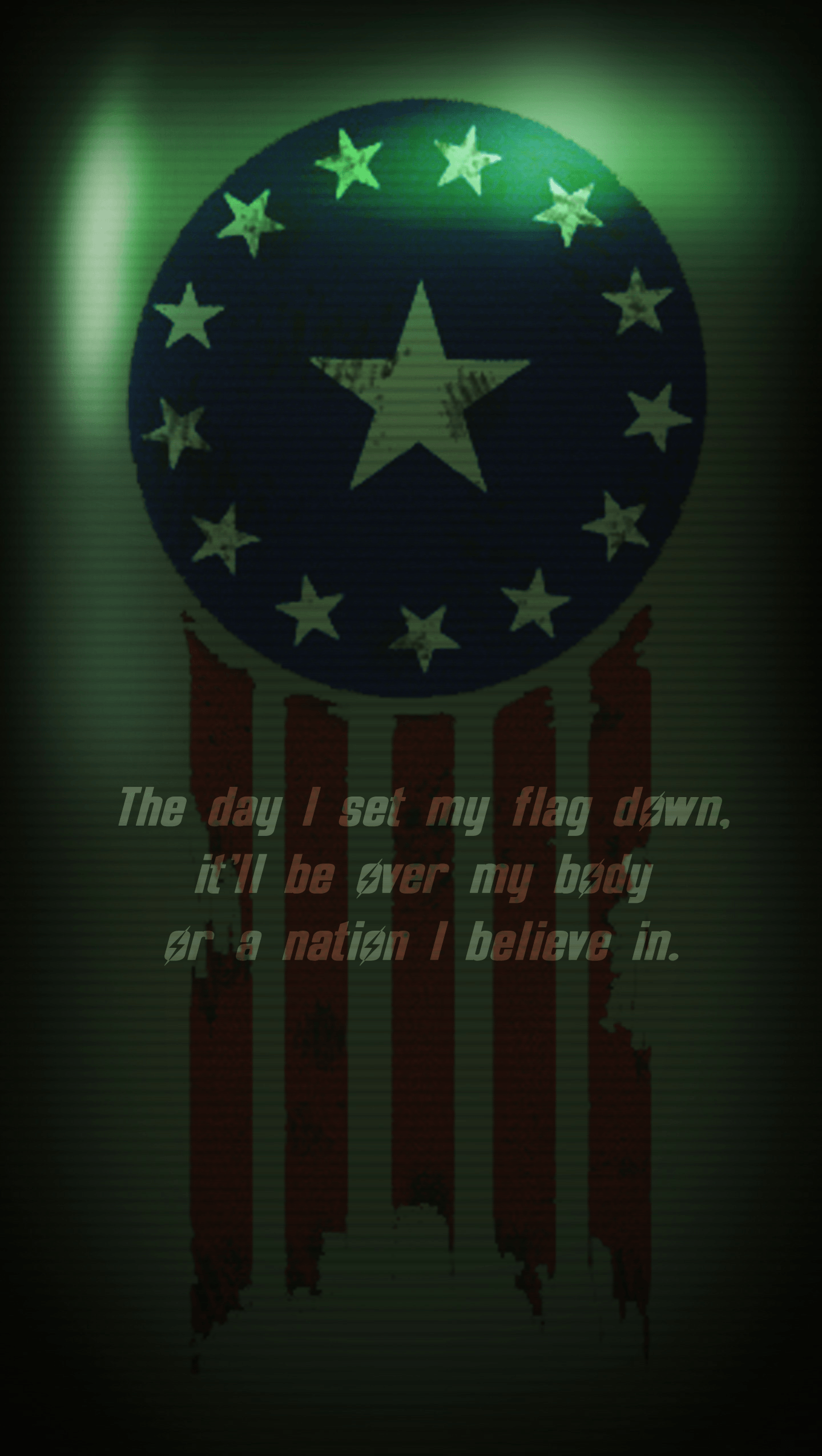 Logo Fallout stelle bandiera verde, 1440x2550 Verticale, Telefono