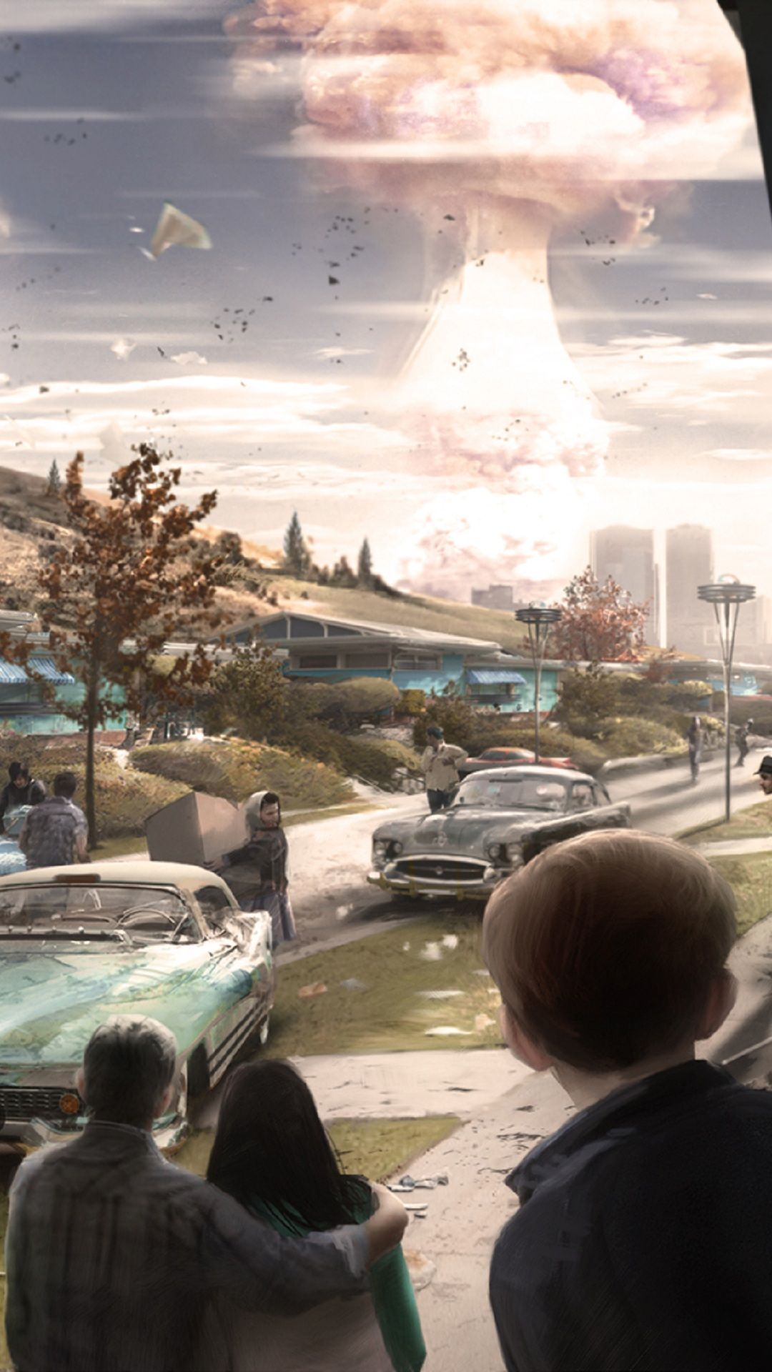 Esplosione nucleare Fallout retro, 1080x1920 Full HD Verticale, iPhone