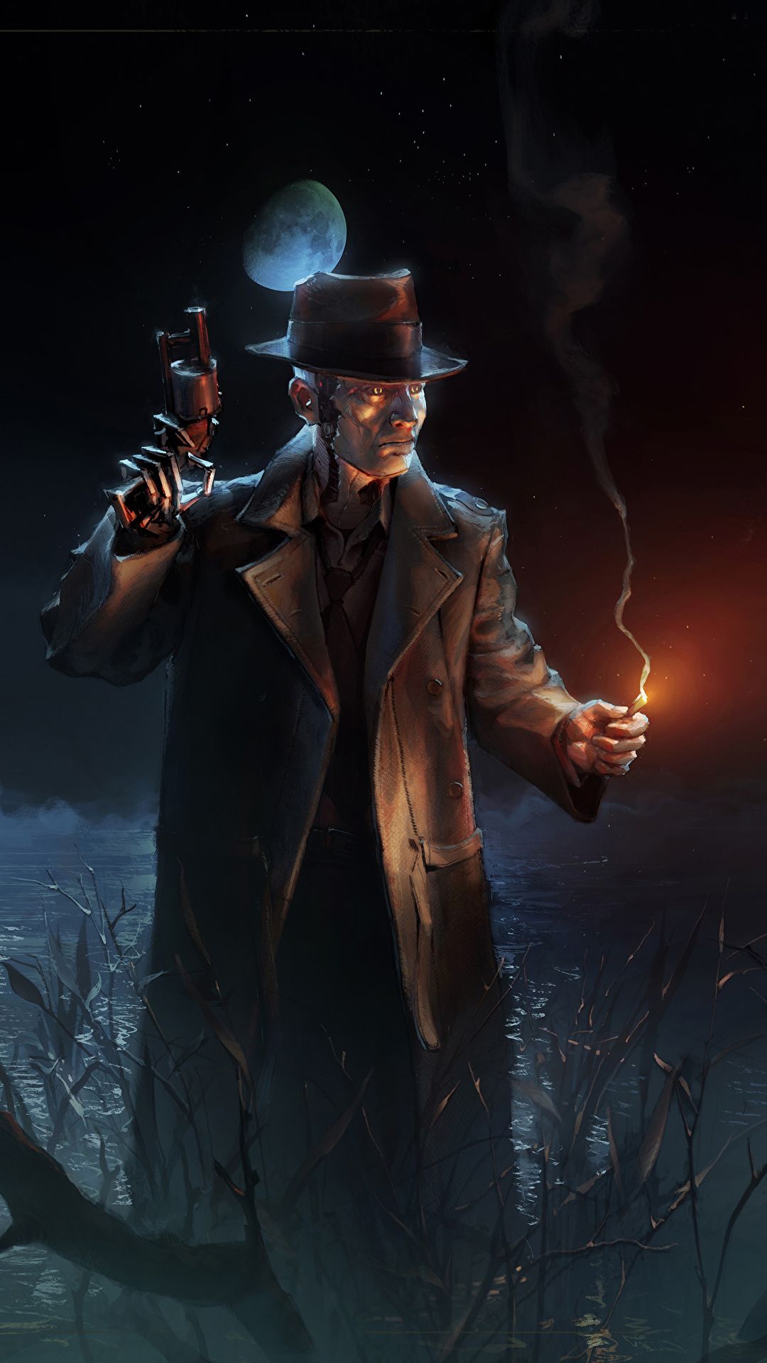 Uomo Fallout con pistola, 1080x1920 Verticale, Telefono