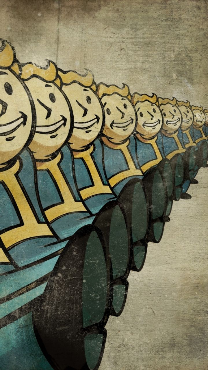 Vault Boy Fallout fila, 720x1280 Full HD Verticale, Smartphone