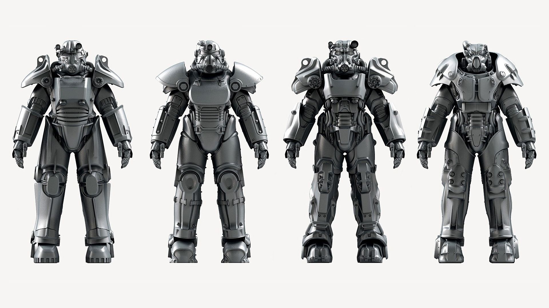 Power Armor Fallout viste multiple, 1920x1080 Full HD, PC Desktop