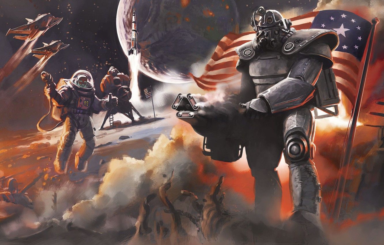 Power Armor Fallout con bandiera USA, 1332x850 HD, HP Laptop