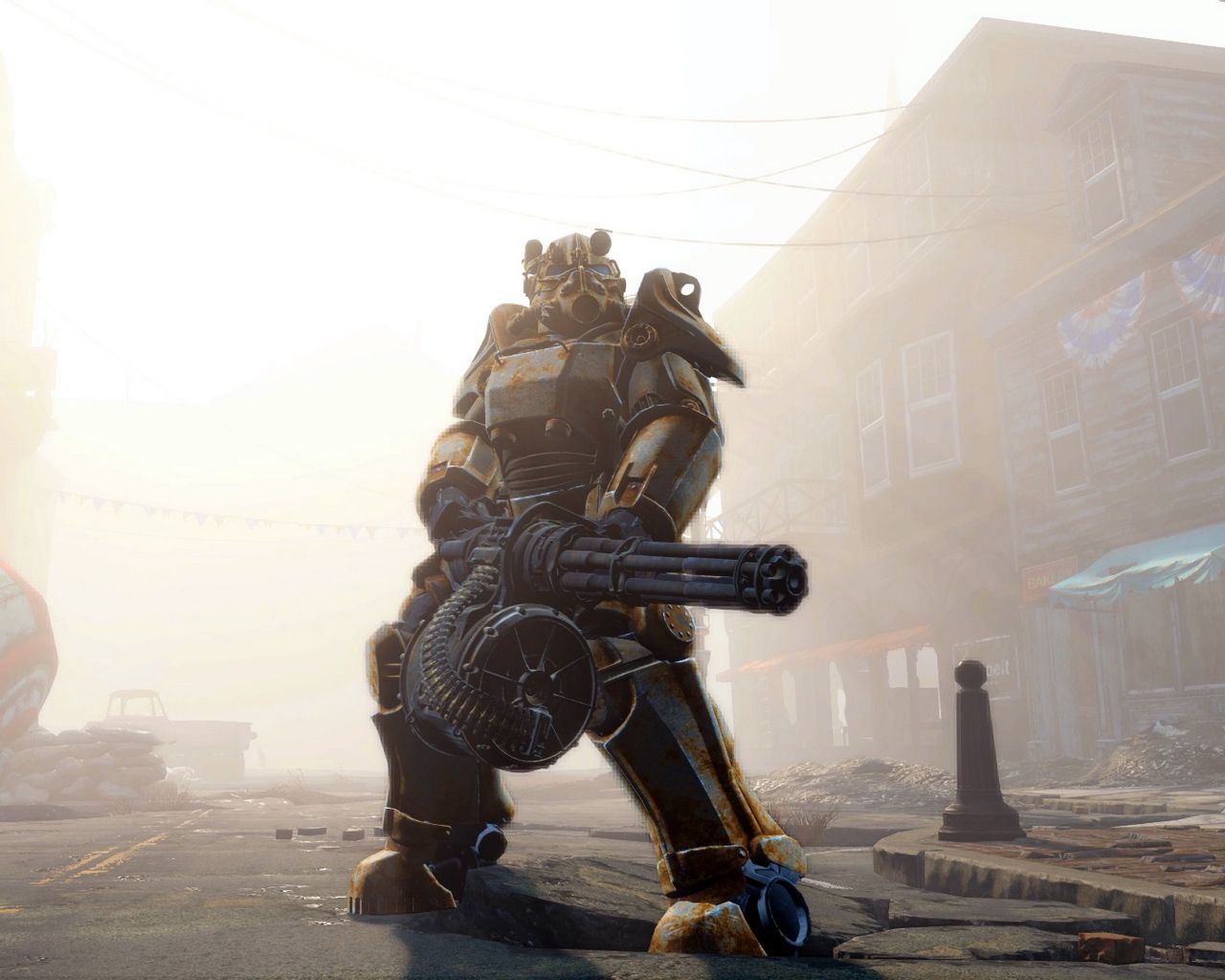 Power Armor Fallout 4 con minigun, 1280x1024 720p, PC