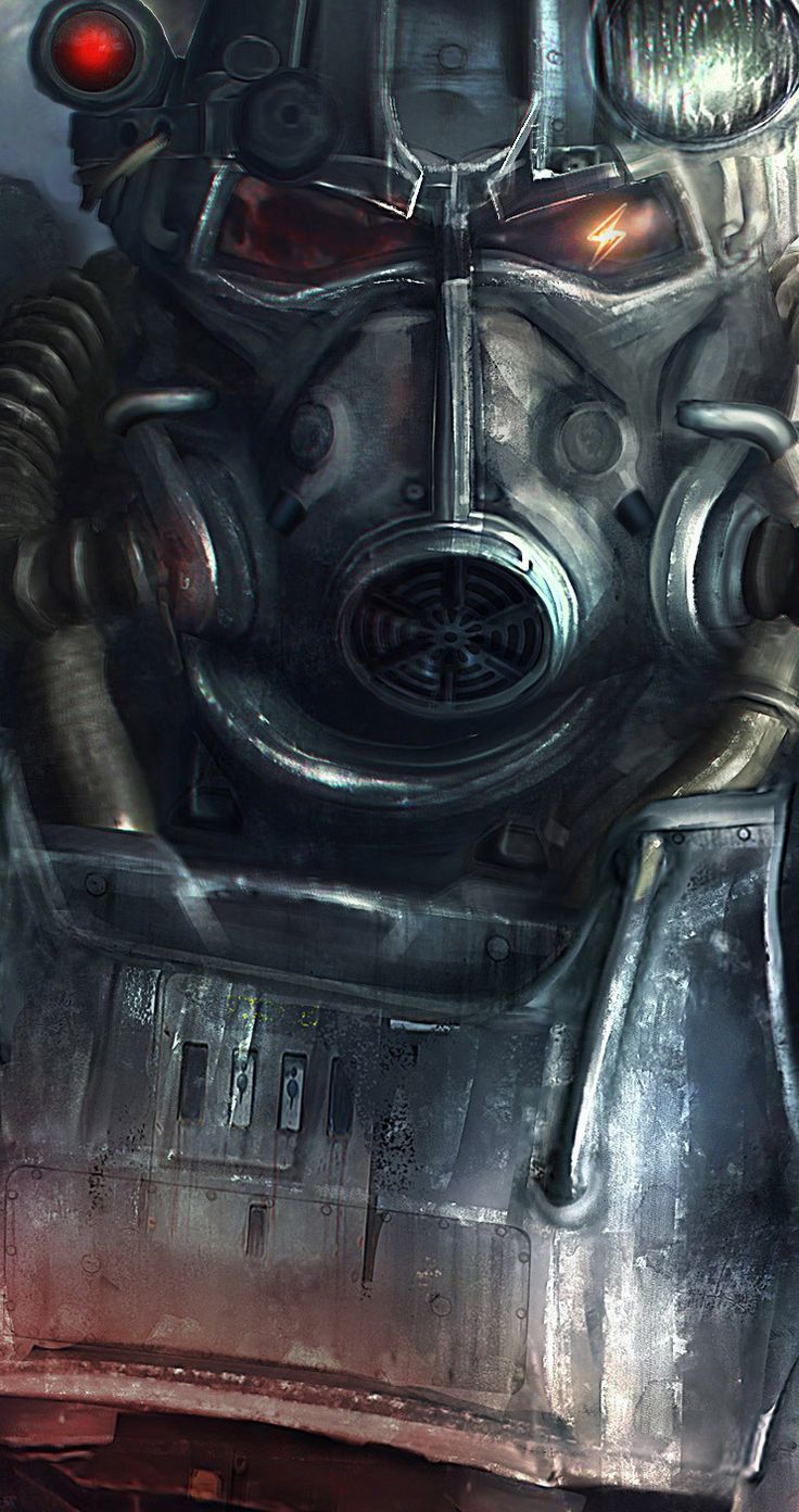 Power Armor Fallout casco metallico, 736x1392 Verticale, Mobile